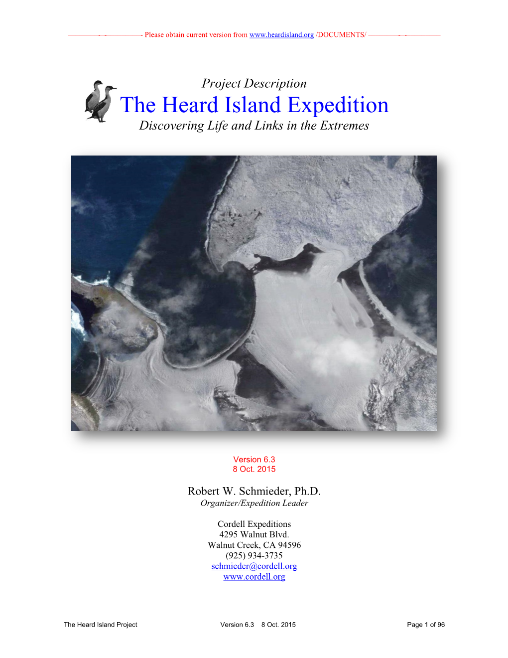 The Heard Island Project Version 6.3 8 Oct