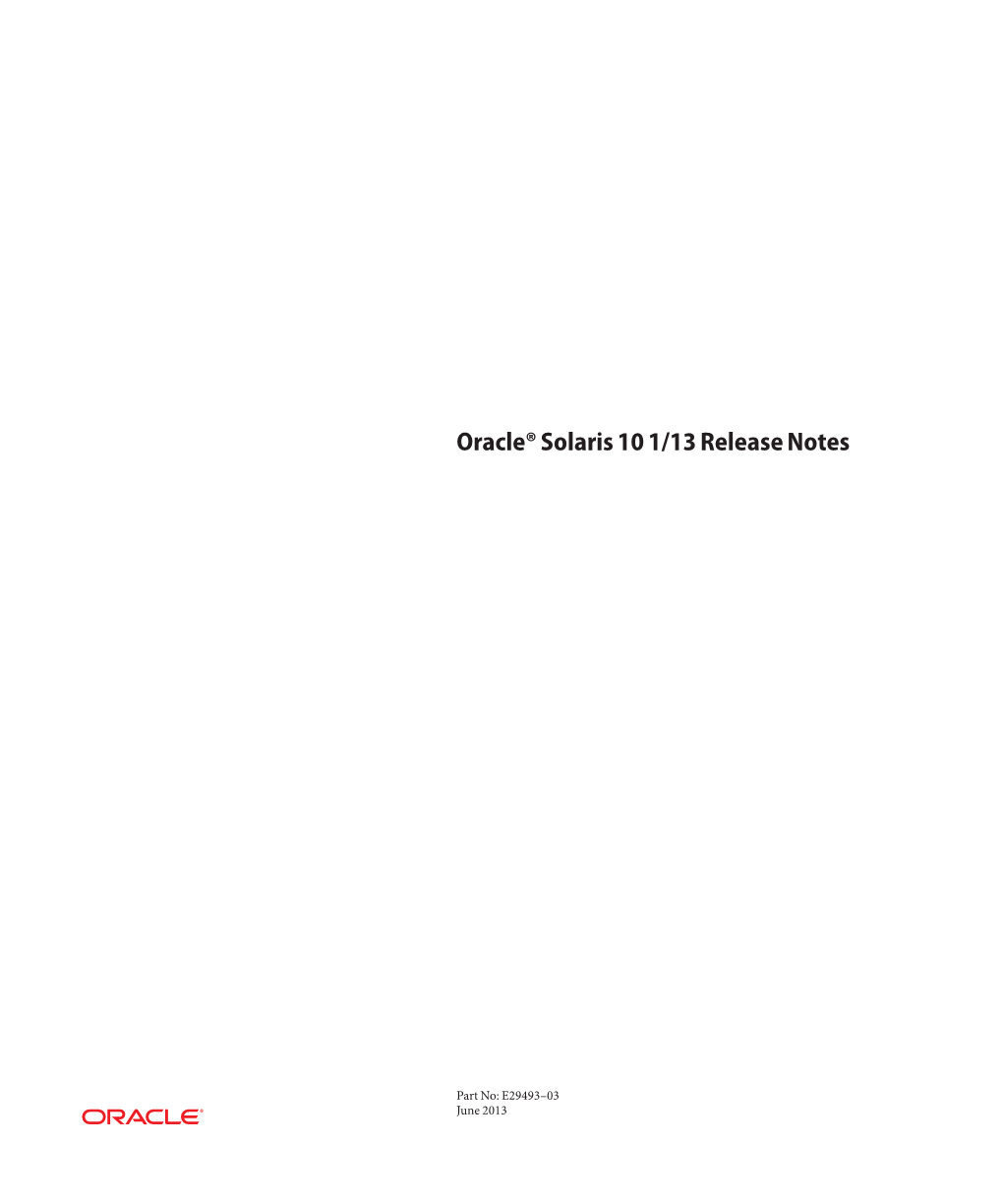 Oracle Solaris 10 113 Release Notes