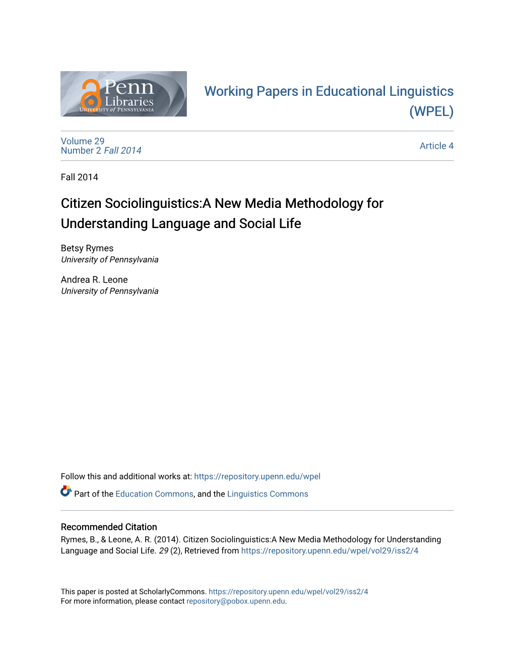 Citizen Sociolinguistics:A New Media Methodology for Understanding Language and Social Life