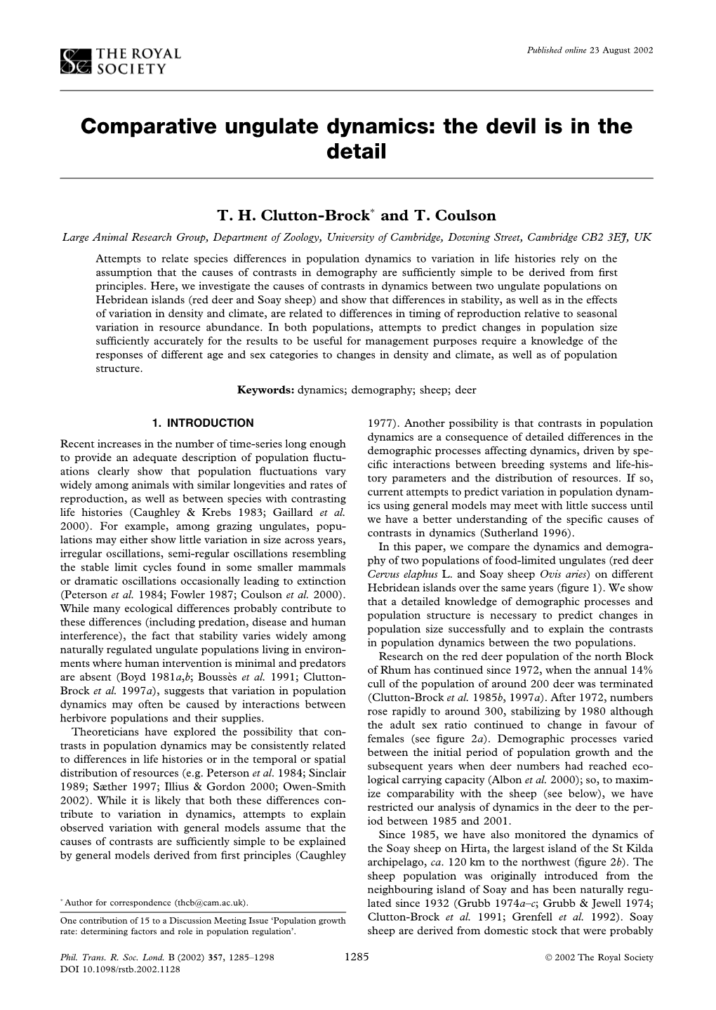 Comparative Ungulate Dynamics: the Devil Is in the Detail