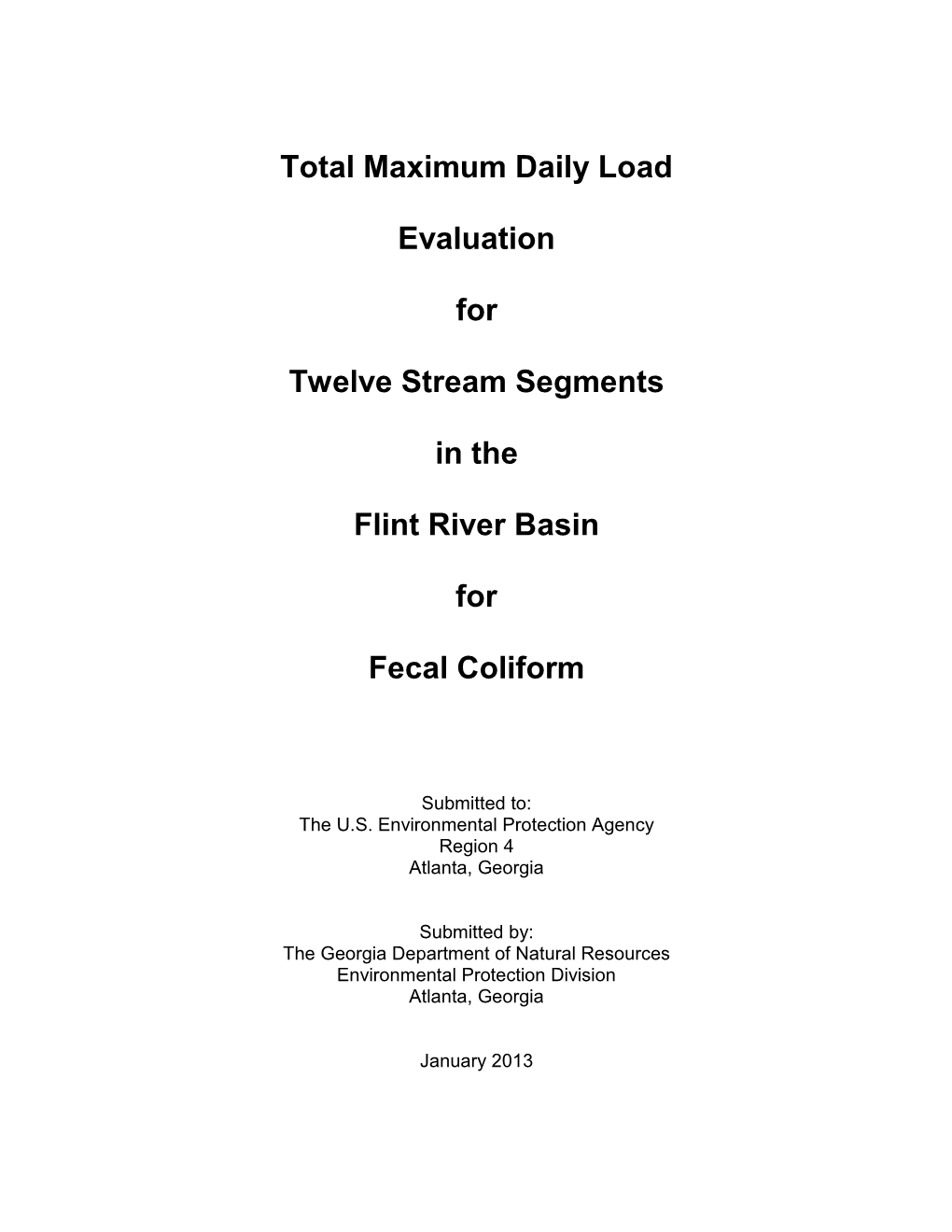 Fecal Coliform TMDL Report