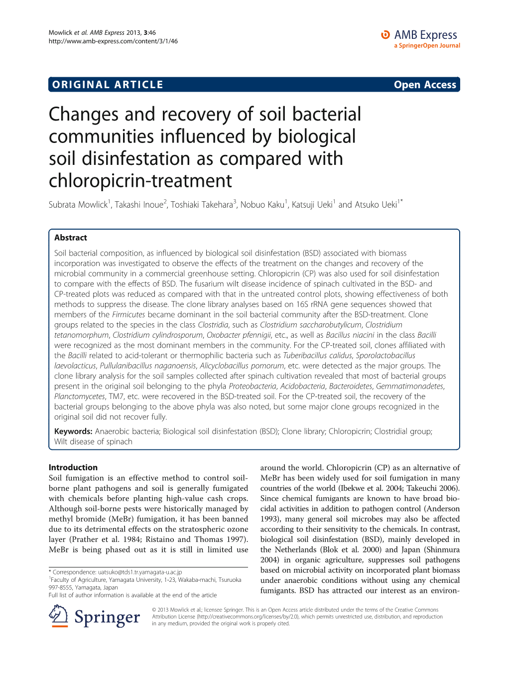 Changes and Recovery of Soil Bacterial Communities Influenced By