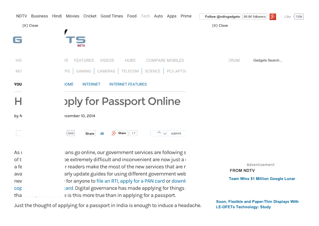 How to Apply for Passport Online by NDTV Correspondent, December 10, 2014