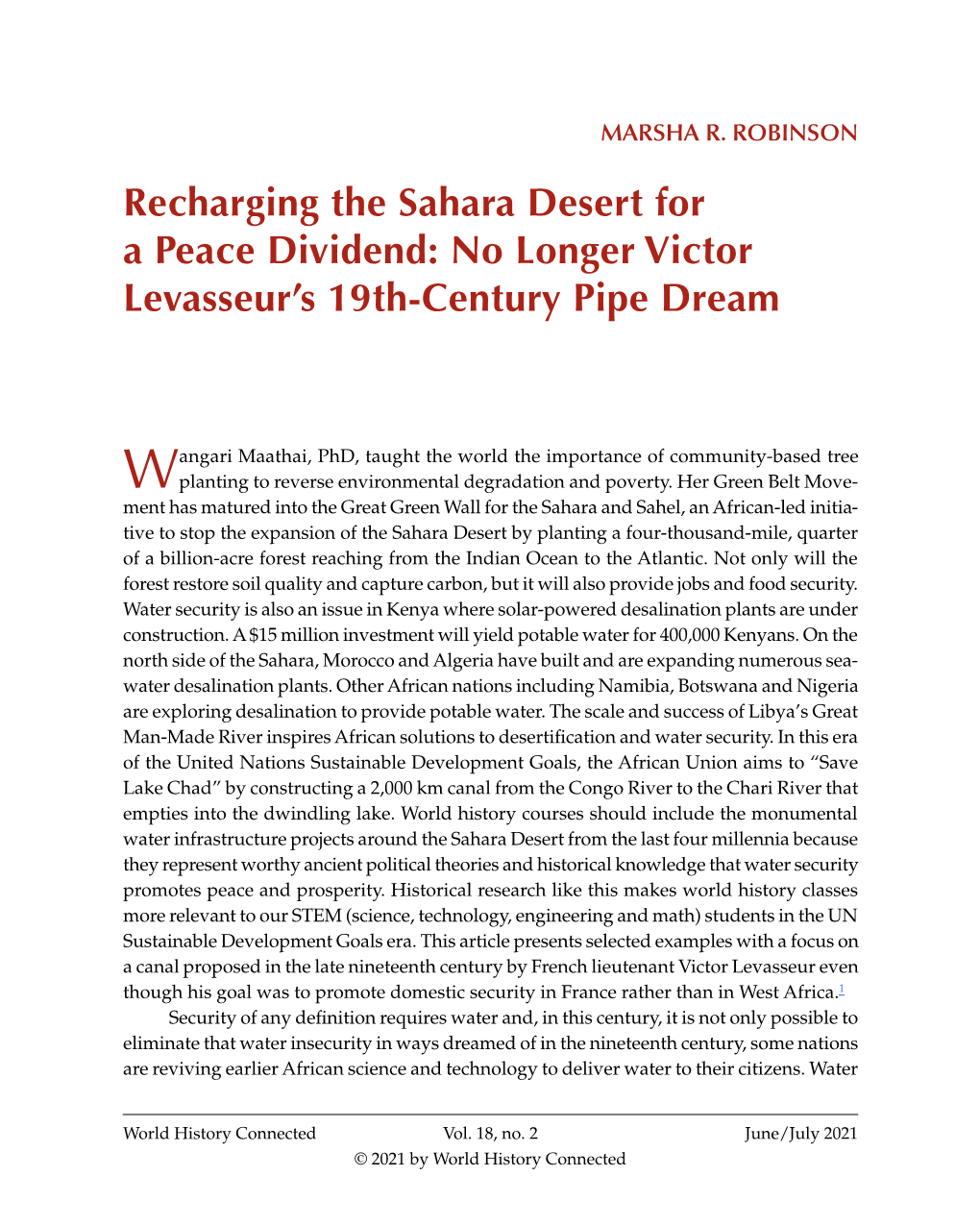 Recharging the Sahara Desert for a Peace Dividend: No Longer Victor Levasseur’S 19Th-Century Pipe Dream