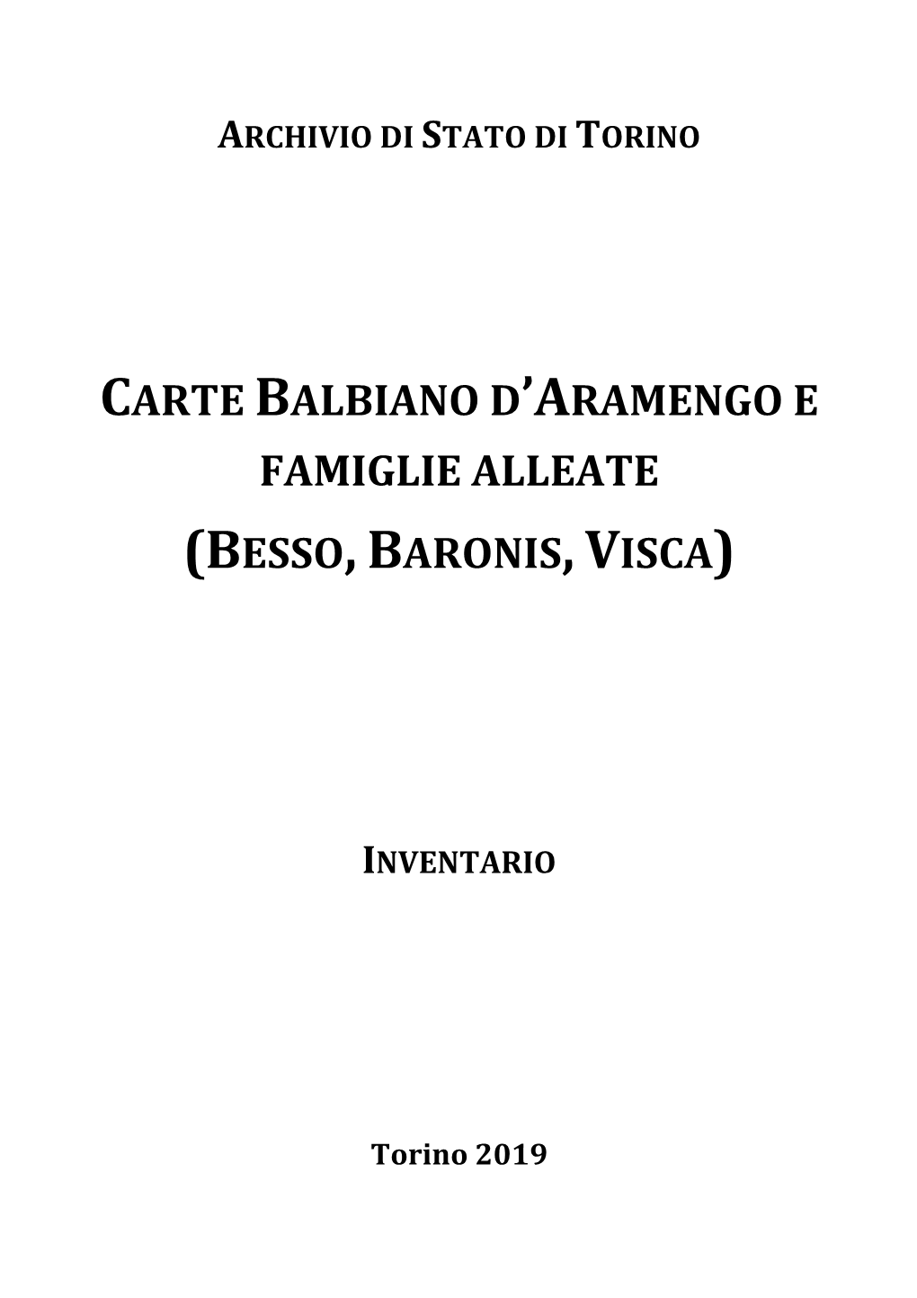 Carte Balbiano D'aramengo E Famiglie Alleate (Besso