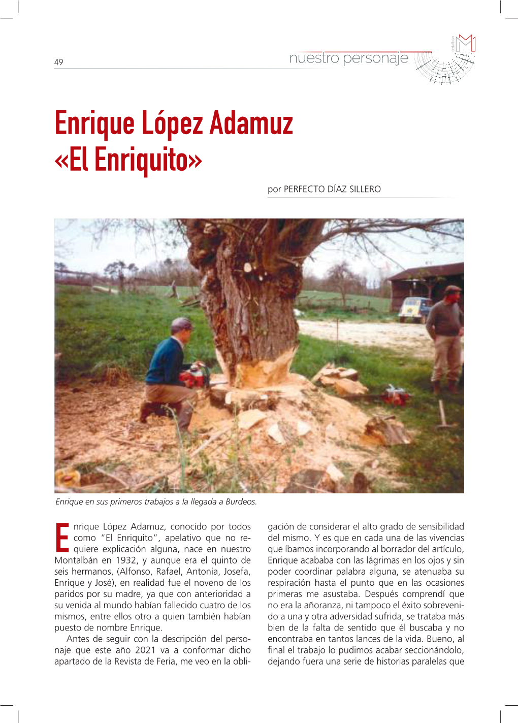 Enrique López Adamuz «El Enriquito» Por PERFECTO DÍAZ SILLERO