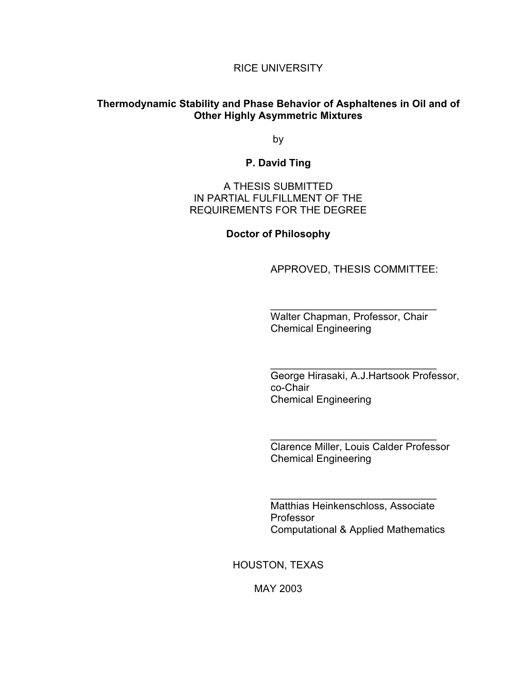 Thermodynamic Properties of Asphaltenes in Crude Oil and Of