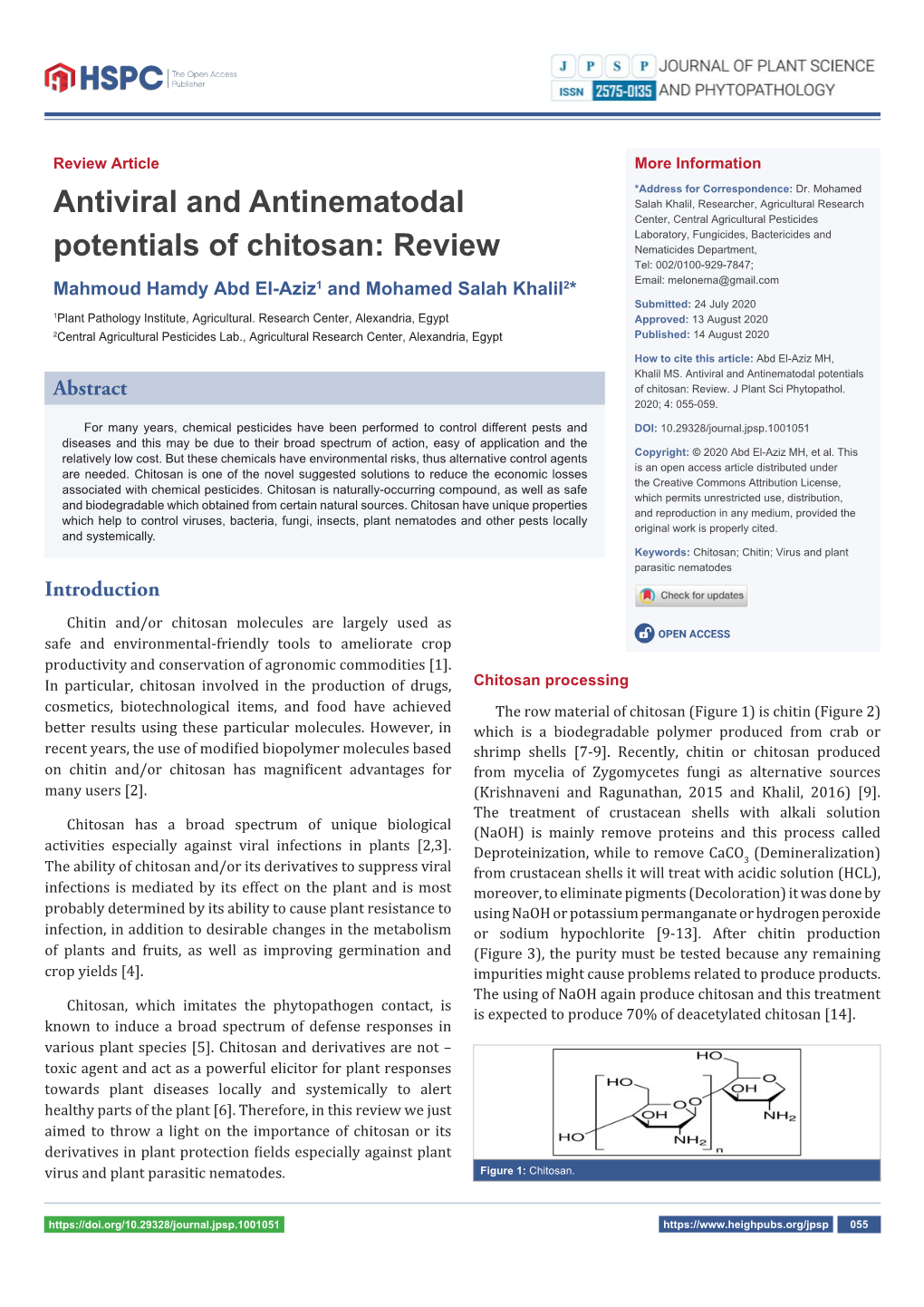 Antiviral and Antinematodal Potentials of Chitosan: Review