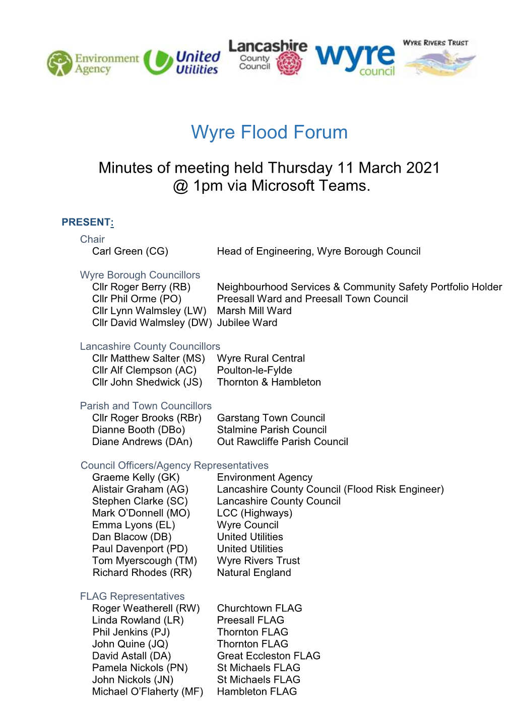 Flood Forum Minutes 11 March 2021