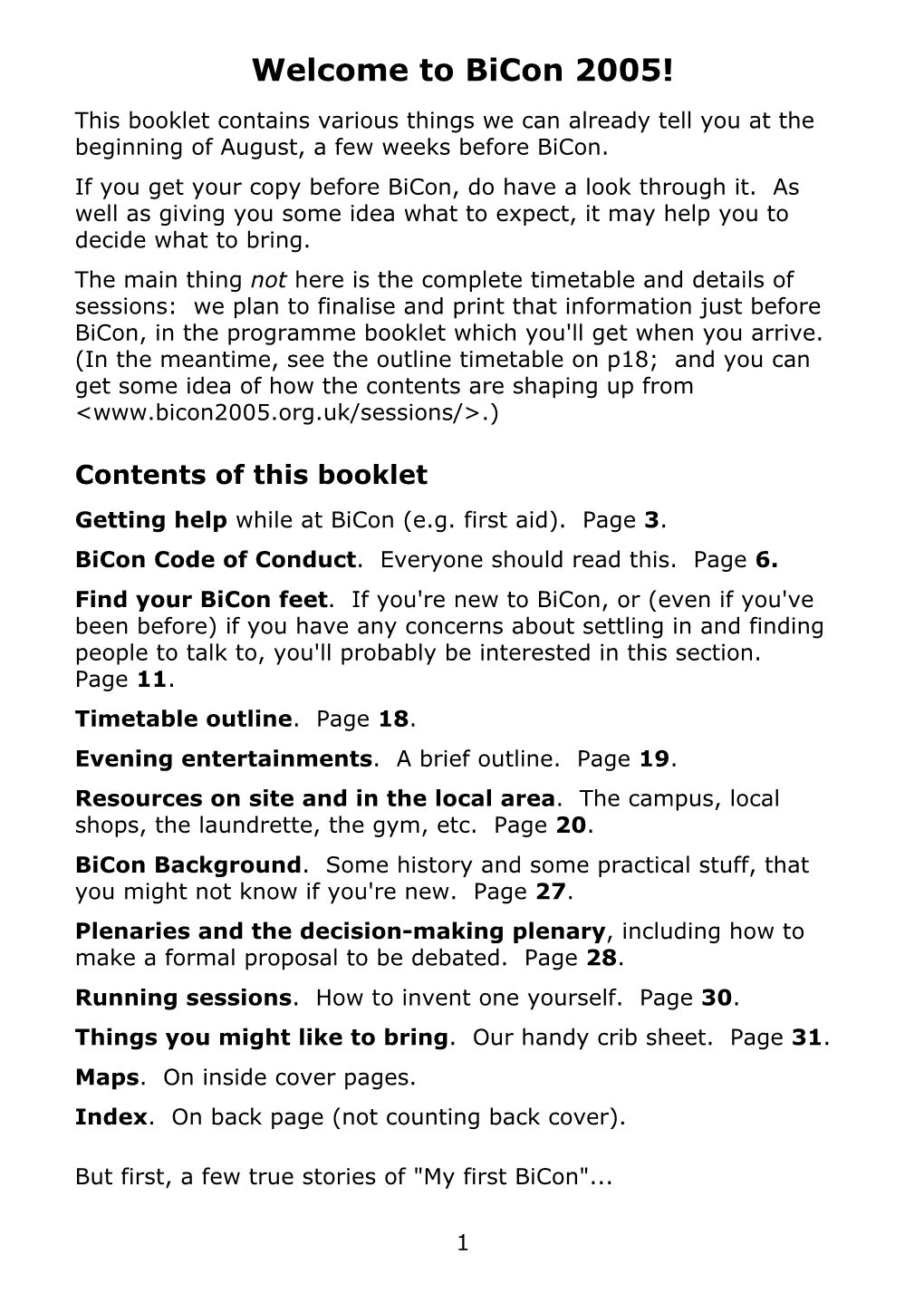 Bicon 2005 Info Booklet
