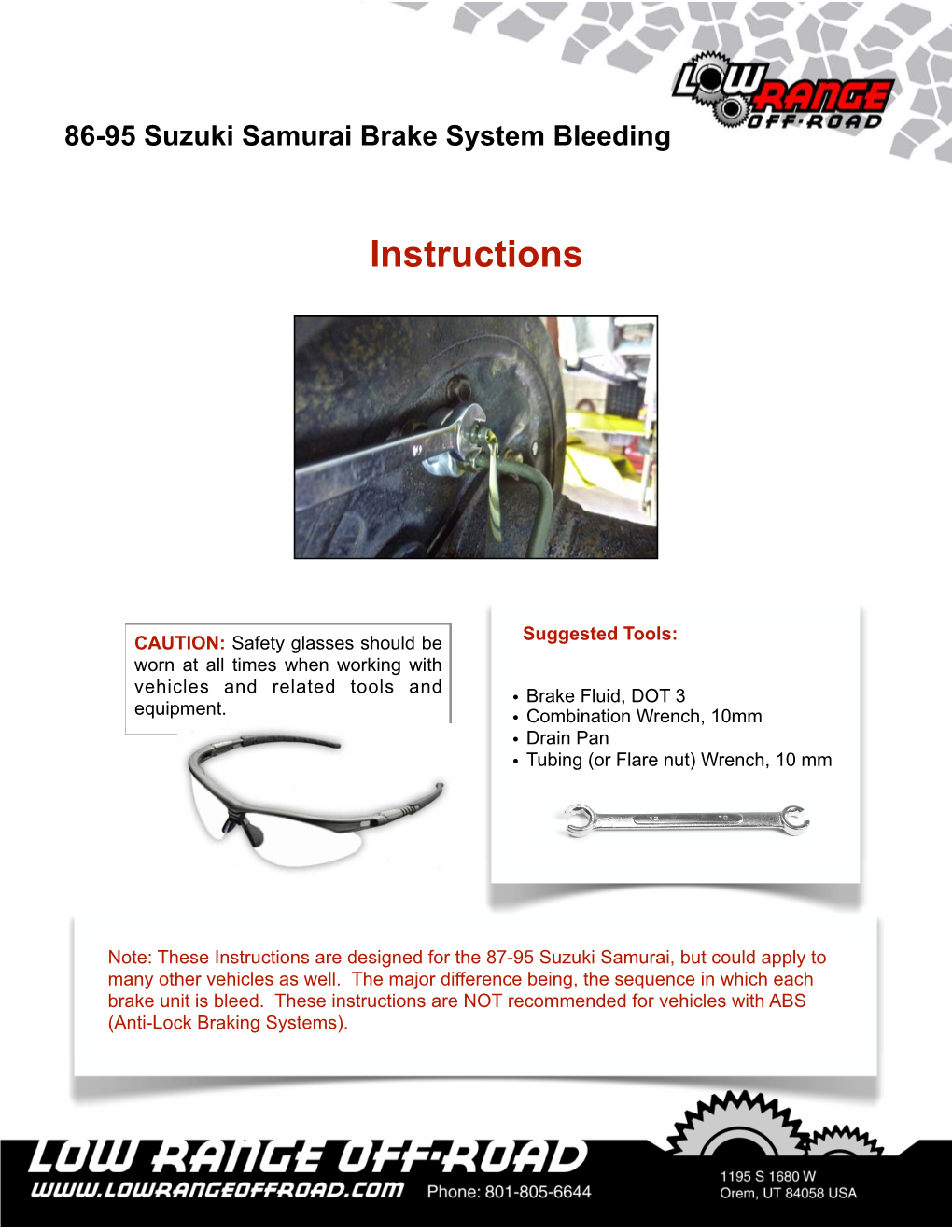 86-95 Suzuki Samurai Brake System Bleeding