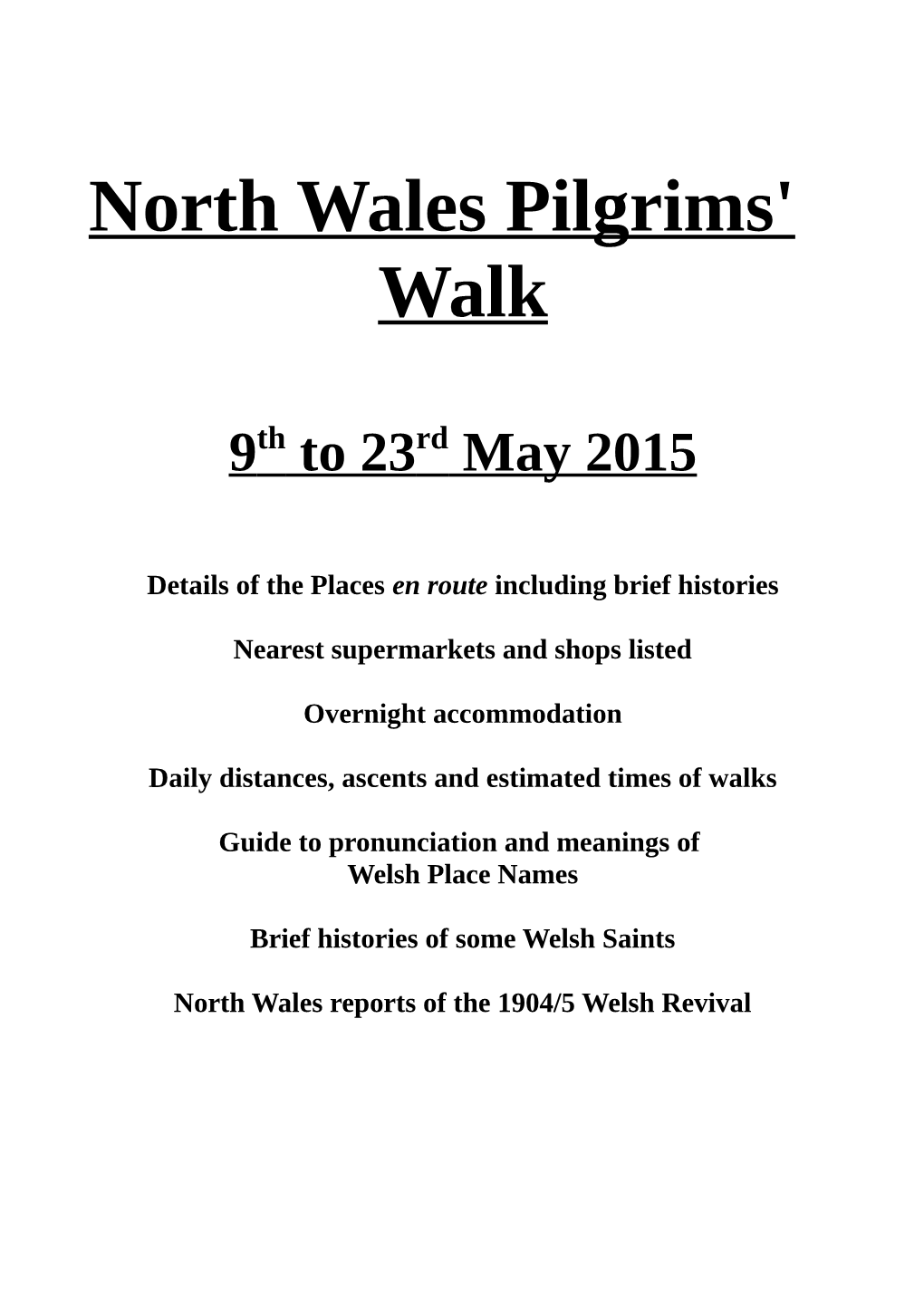 North Wales Pilgrims' Walk