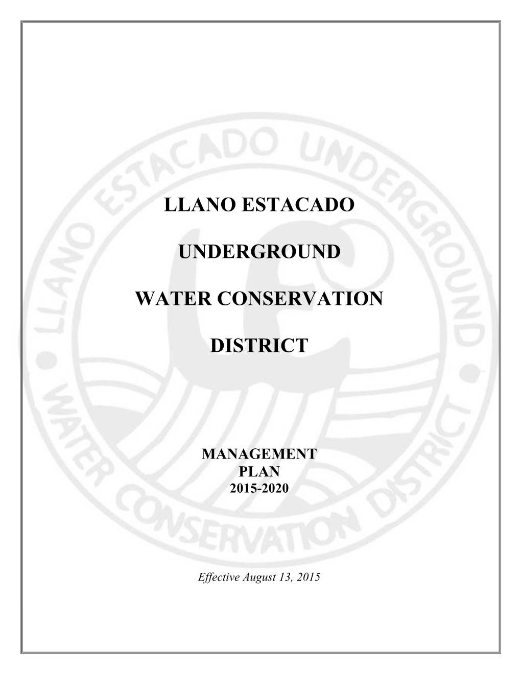 Llano Estacado Underground Water