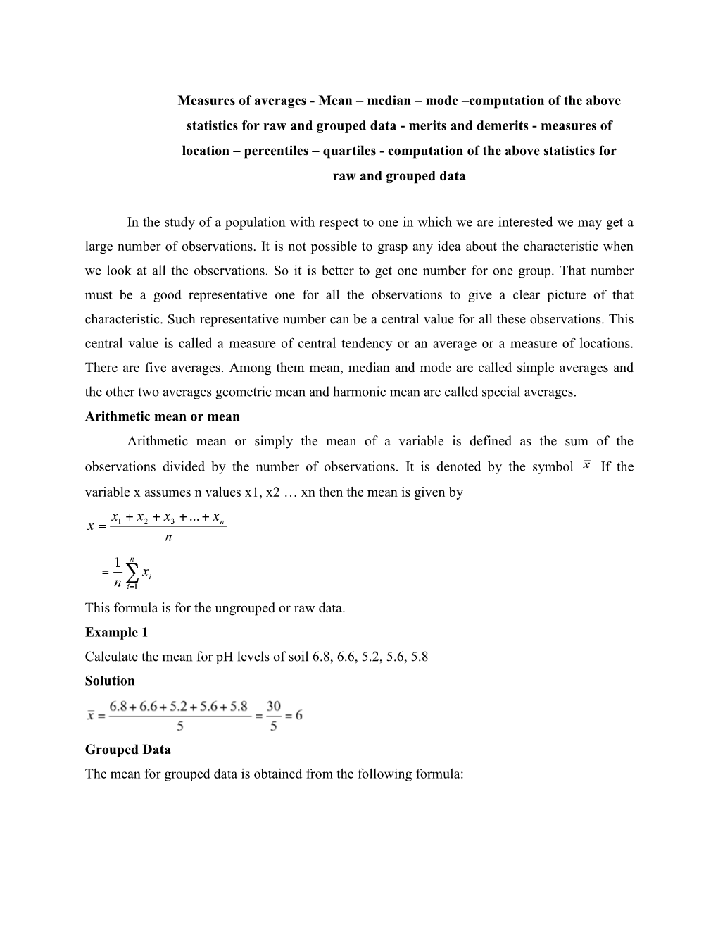 Measures of Averages