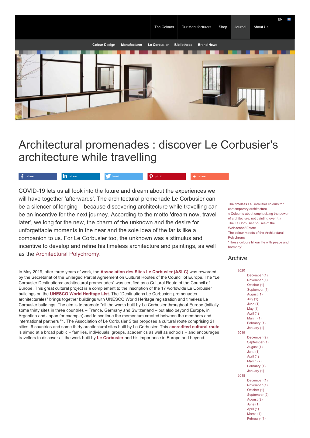 Architectural Promenades : Discover Le Corbusier's Architecture While Travelling