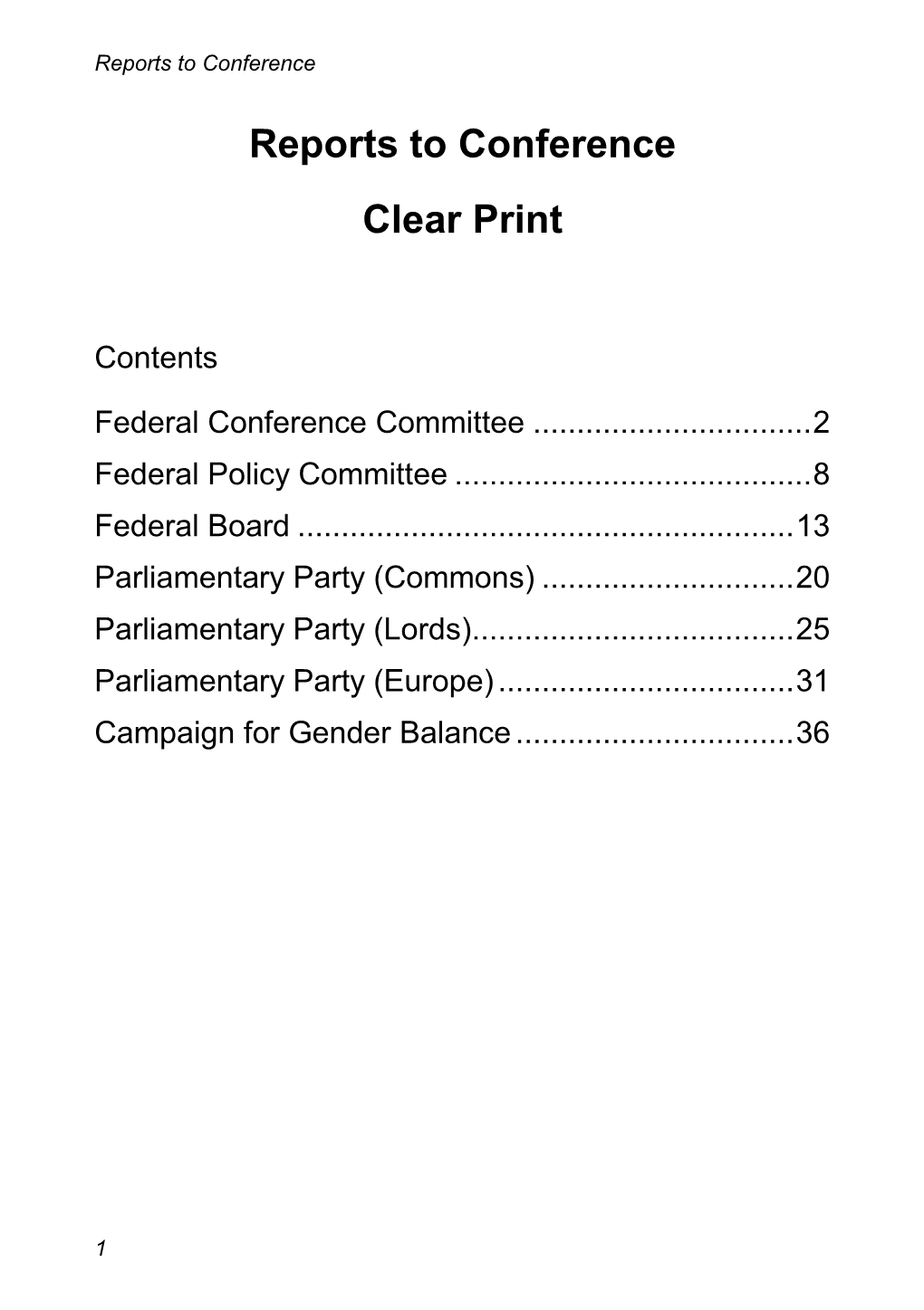 Reports to Conference Clear Print