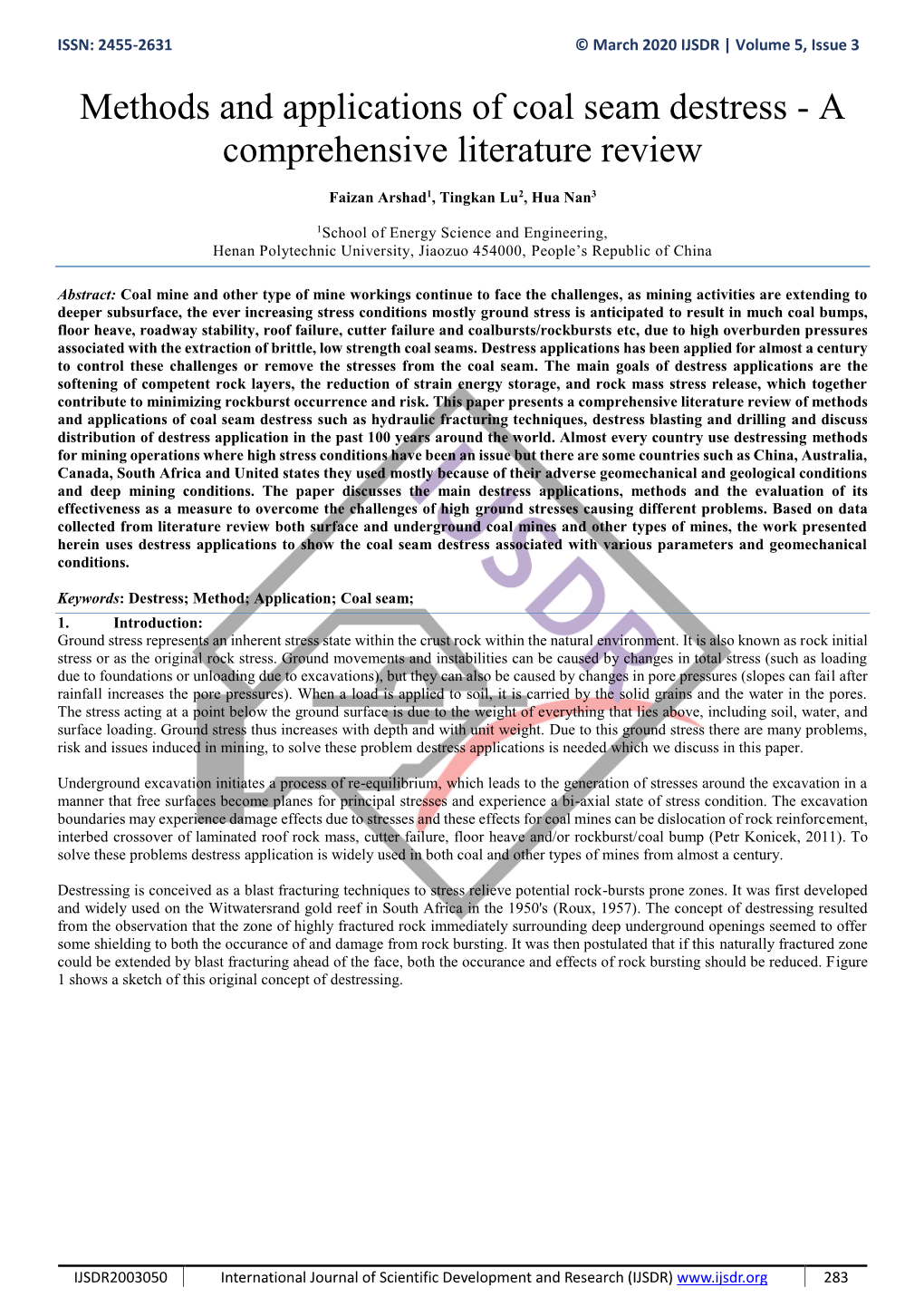 Methods and Applications of Coal Seam Destress - a Comprehensive Literature Review