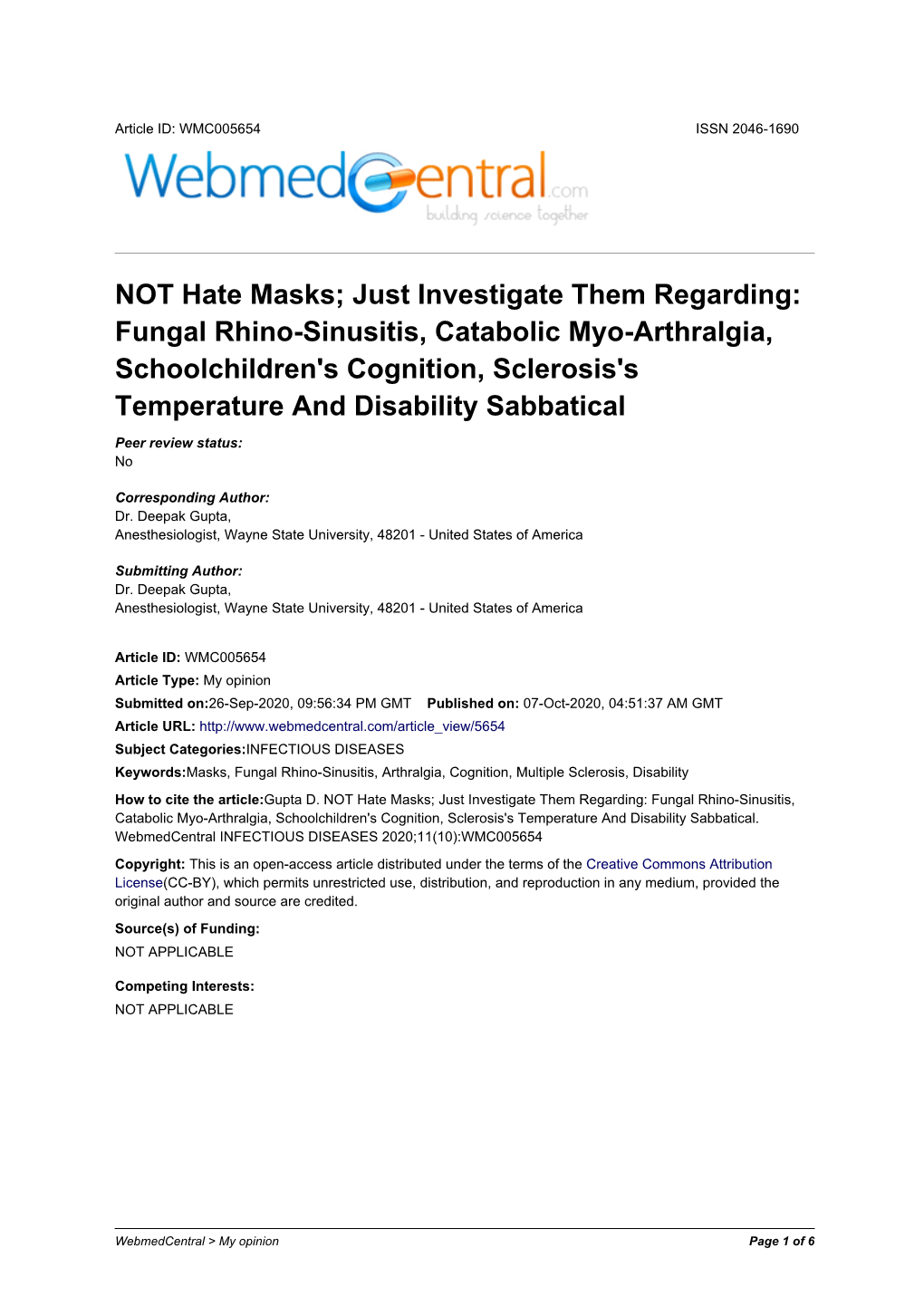 NOT Hate Masks; Just Investigate Them Regarding: Fungal Rhino