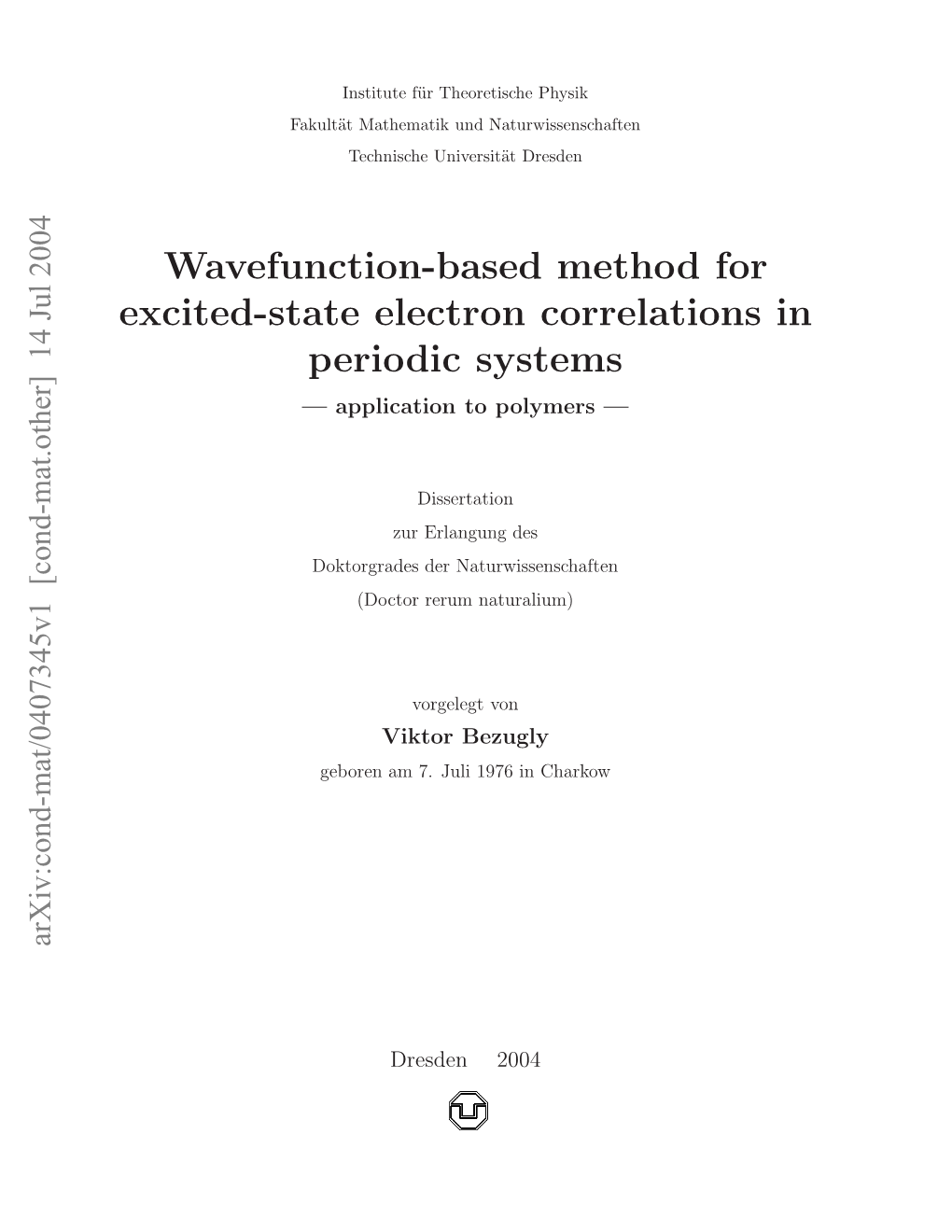 Wavefunction-Based Method for Excited-State Electron Correlations in Periodic Systems