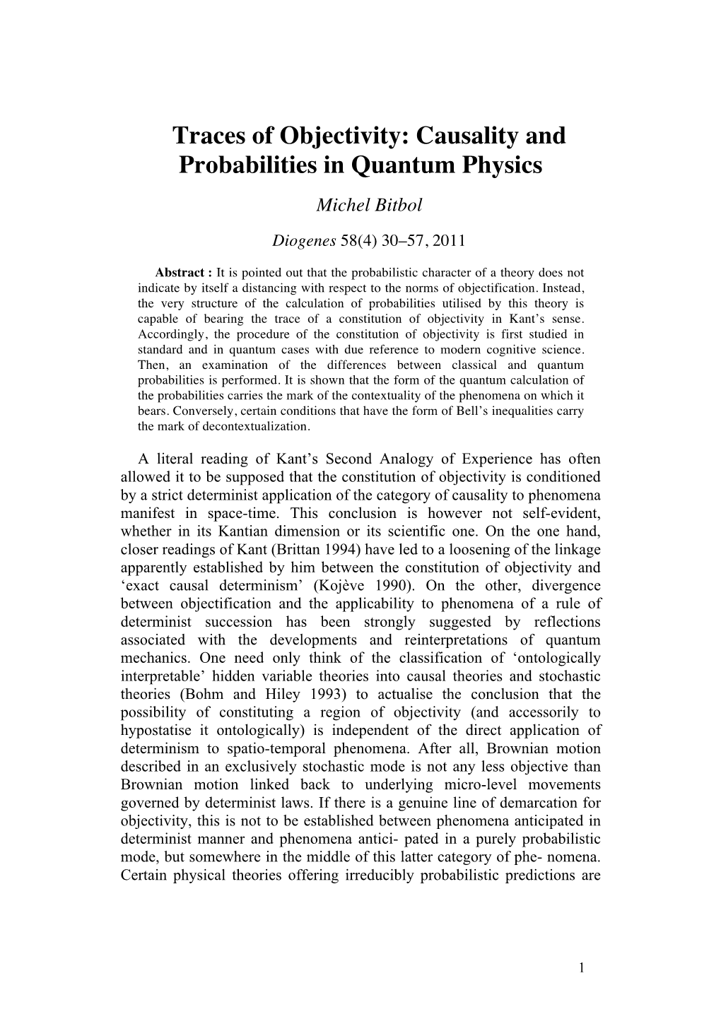 Traces of Objectivity: Causality and Probabilities in Quantum Physics