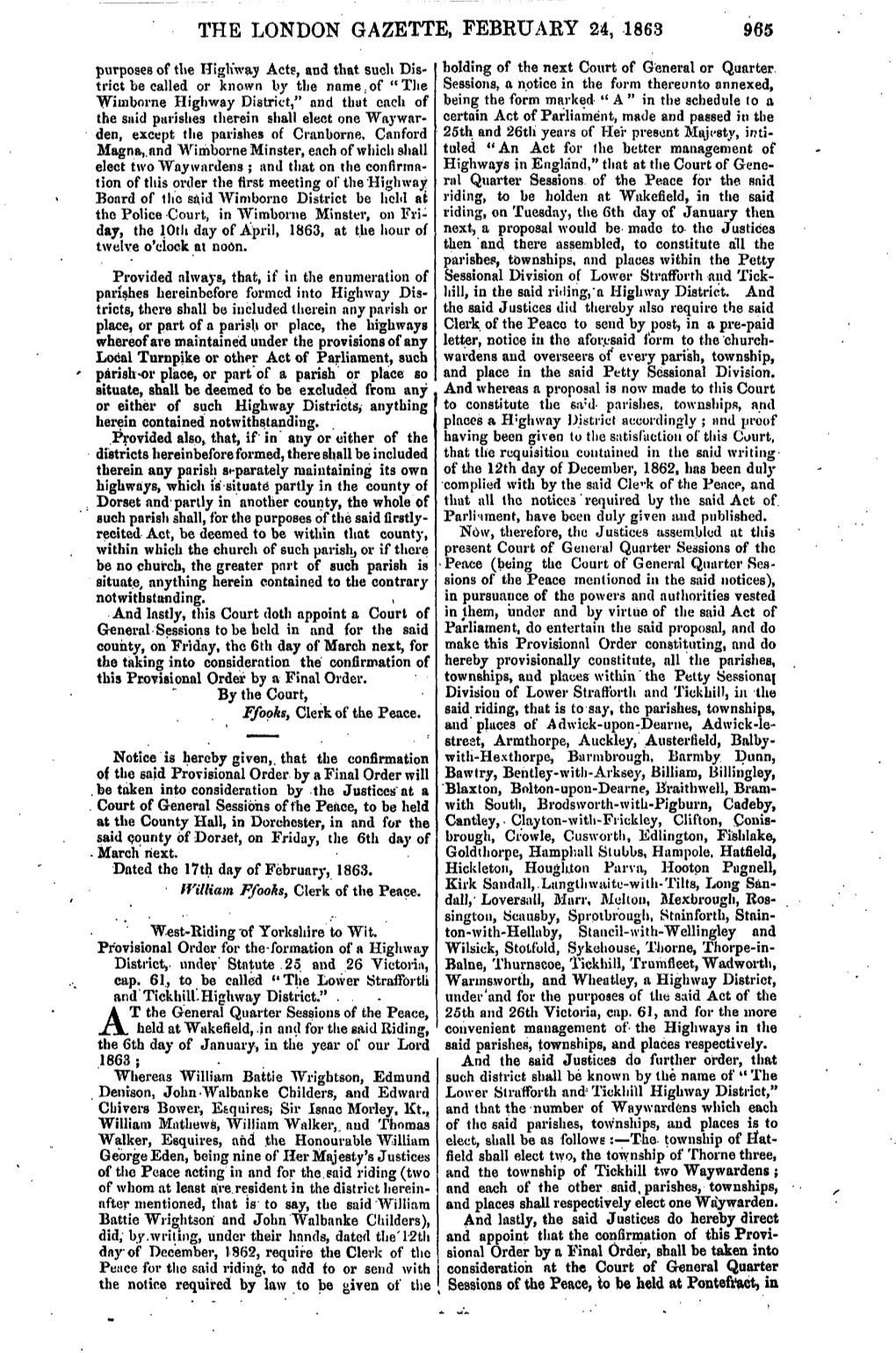 The London Gazette, February 24, 1863 965