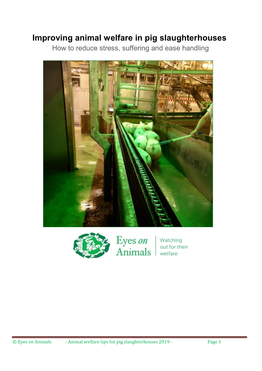 Improving Animal Welfare in Pig Slaughterhouses How to Reduce Stress, Suffering and Ease Handling
