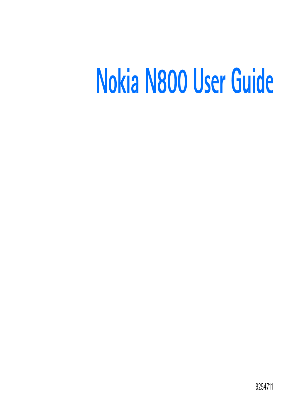 Nokia N800 User Guide