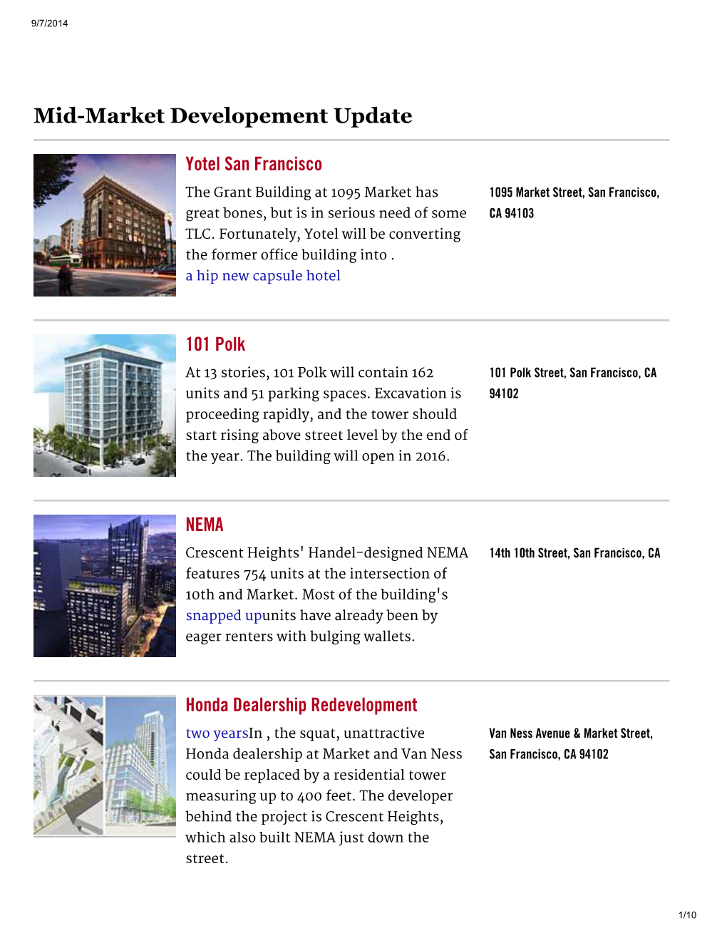 Mid-Market Developement Update