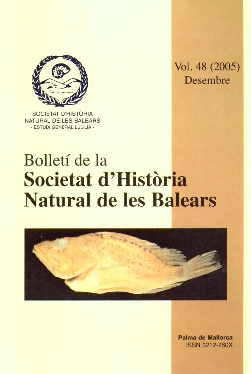 Bolletí De La Societat D'història Natural De Les Balears 2005, Vol. 48