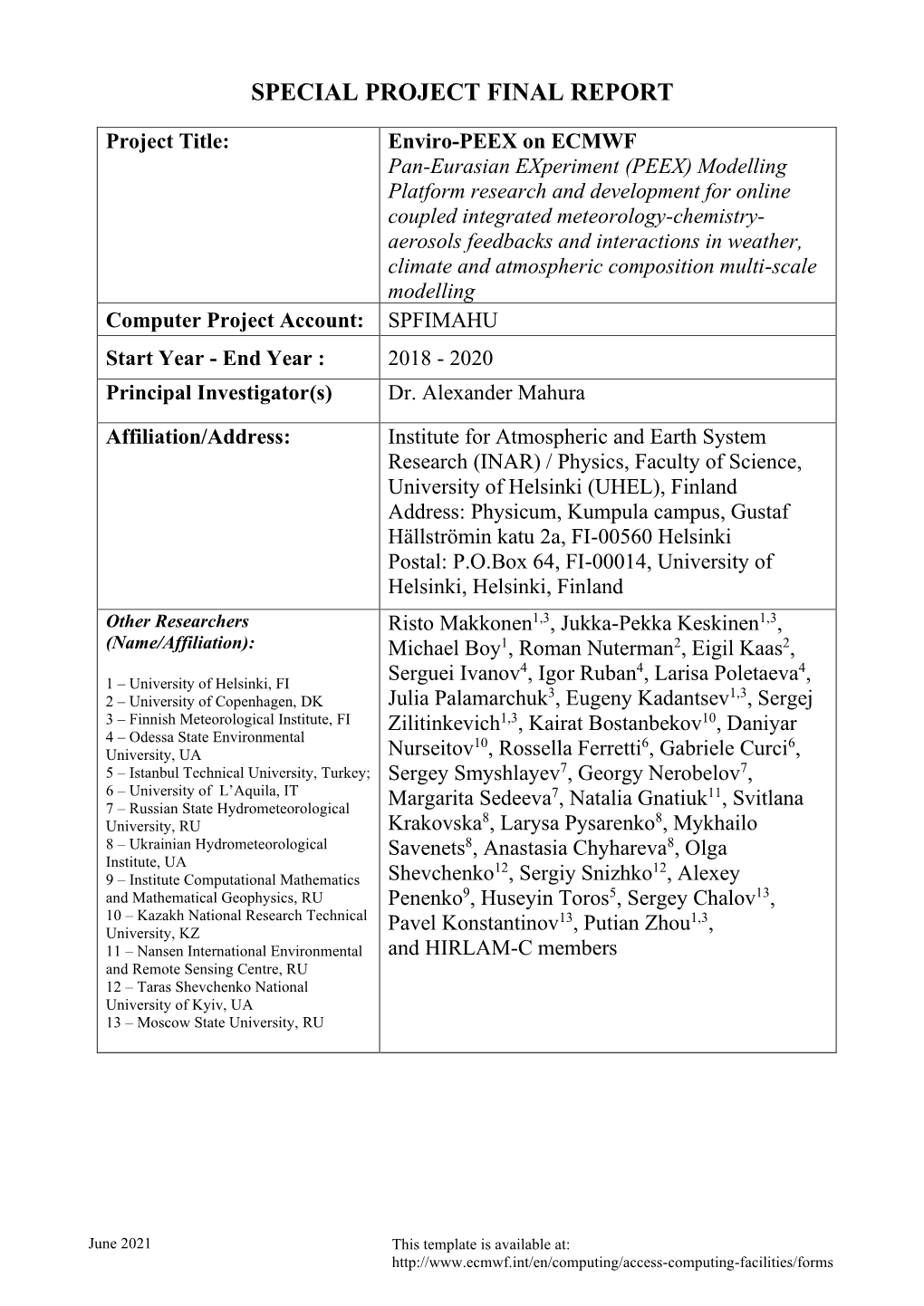 Special Project Final Report Template