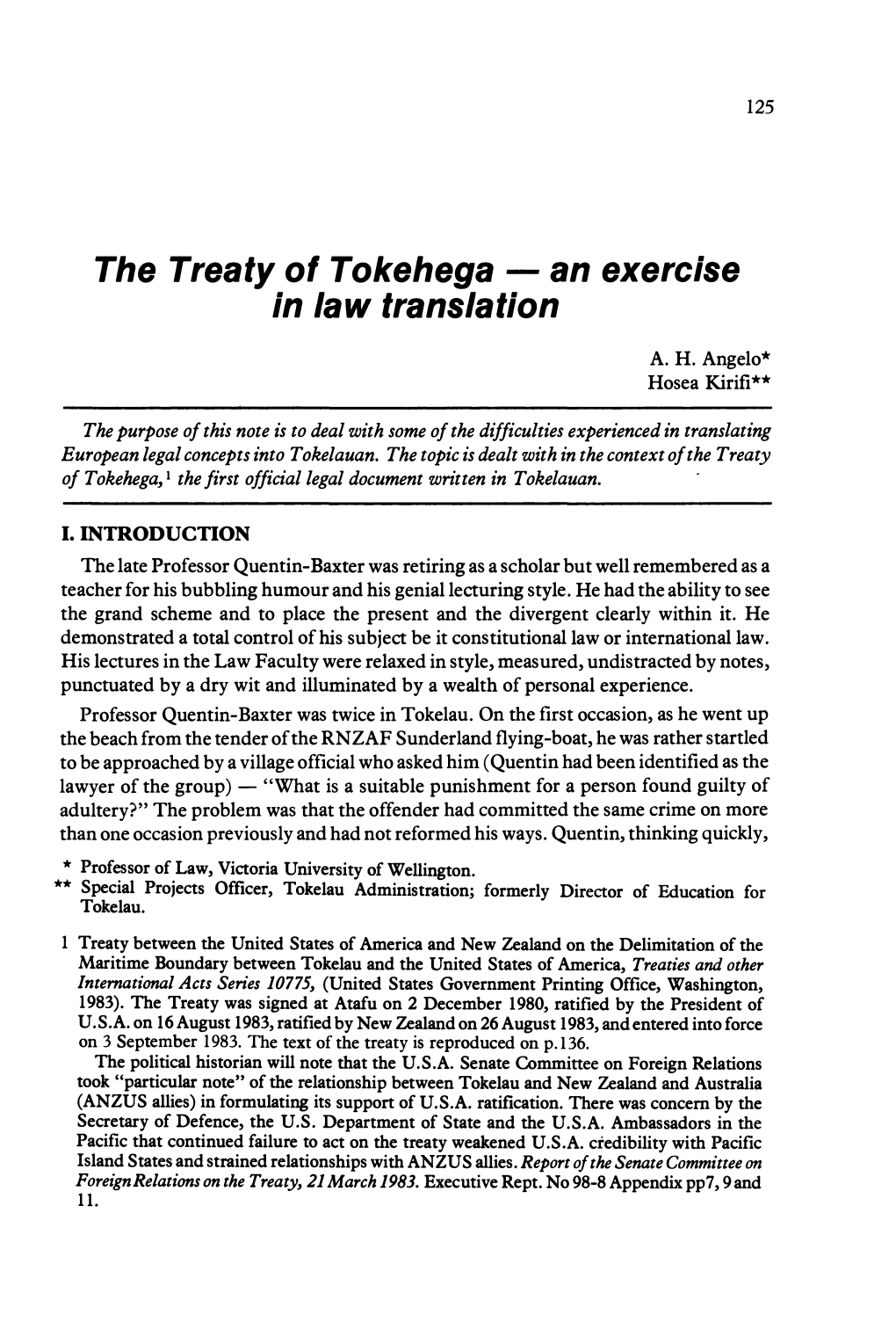 The Treaty of Tokehega — an Exercise in Law Translation