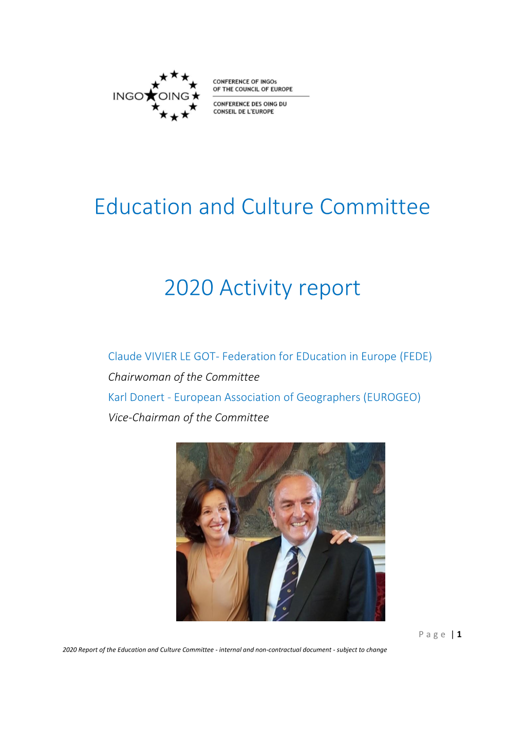 Education and Culture Committee 2020 Activity Report