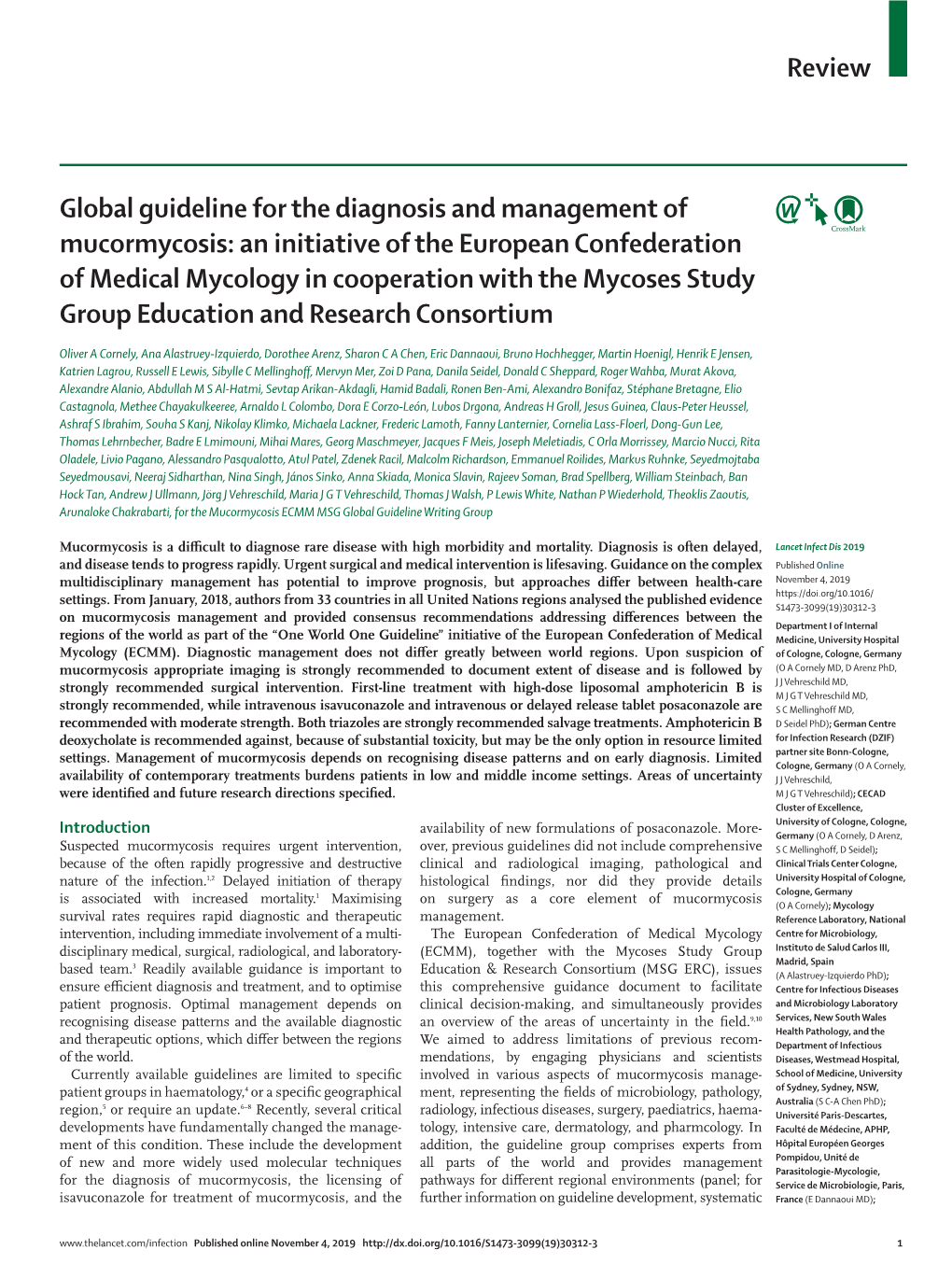 Global Guideline for the Diagnosis and Management of Mucormycosis