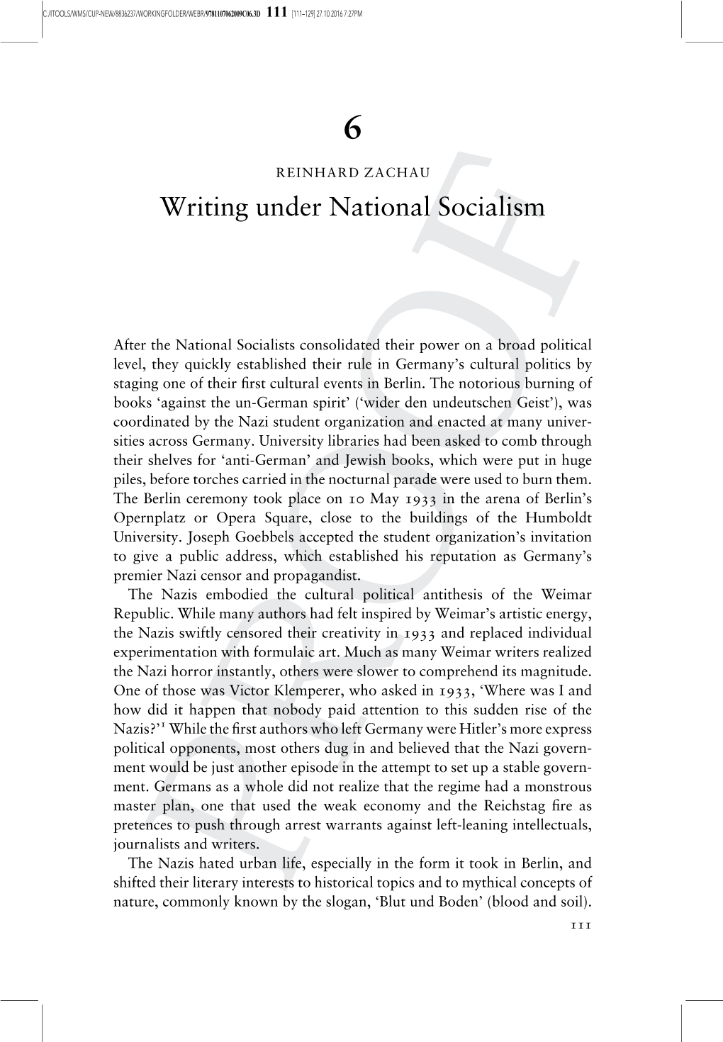 Writing Under National Socialism