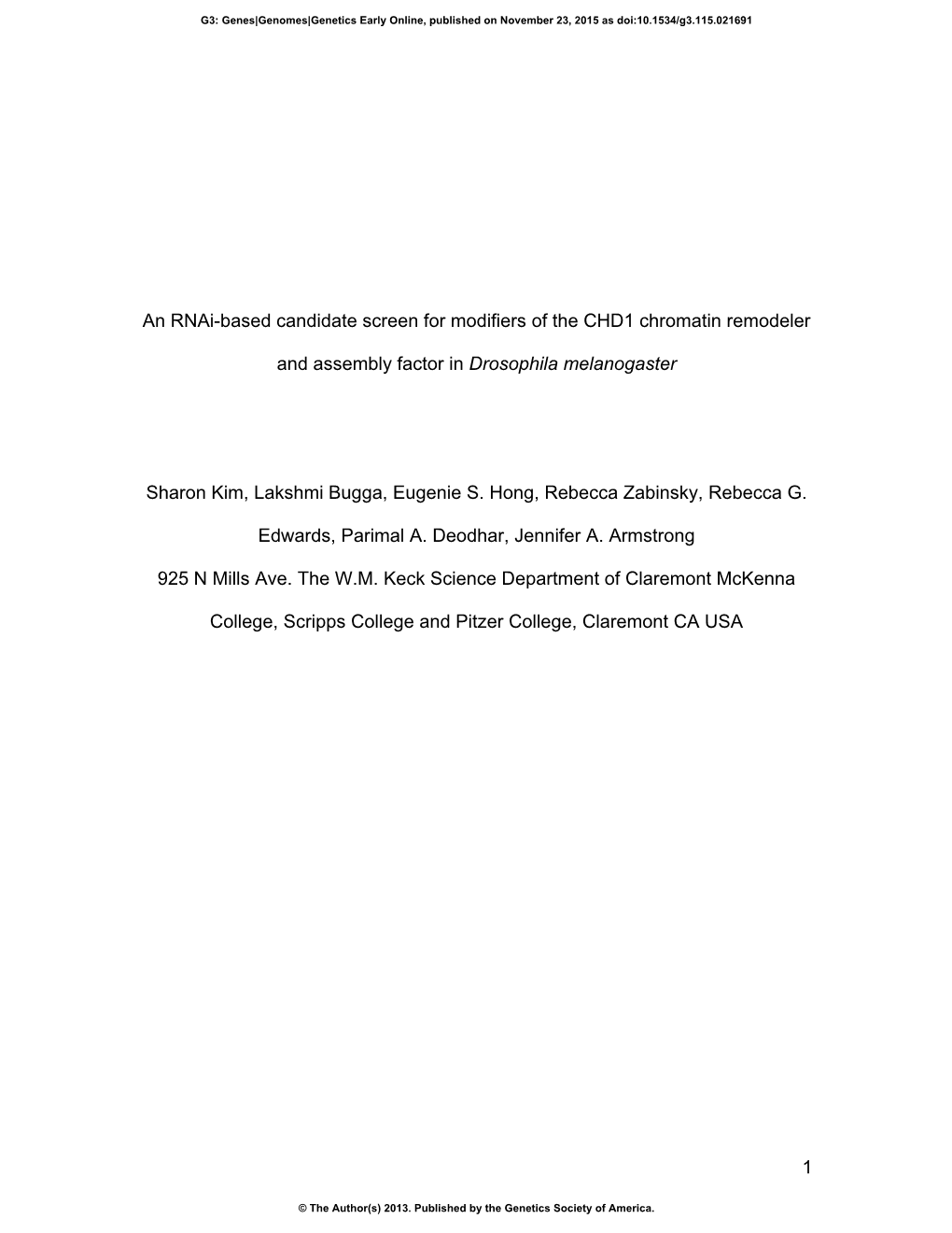 A Genetic Assay Suggests That Rtf1 May Be Important