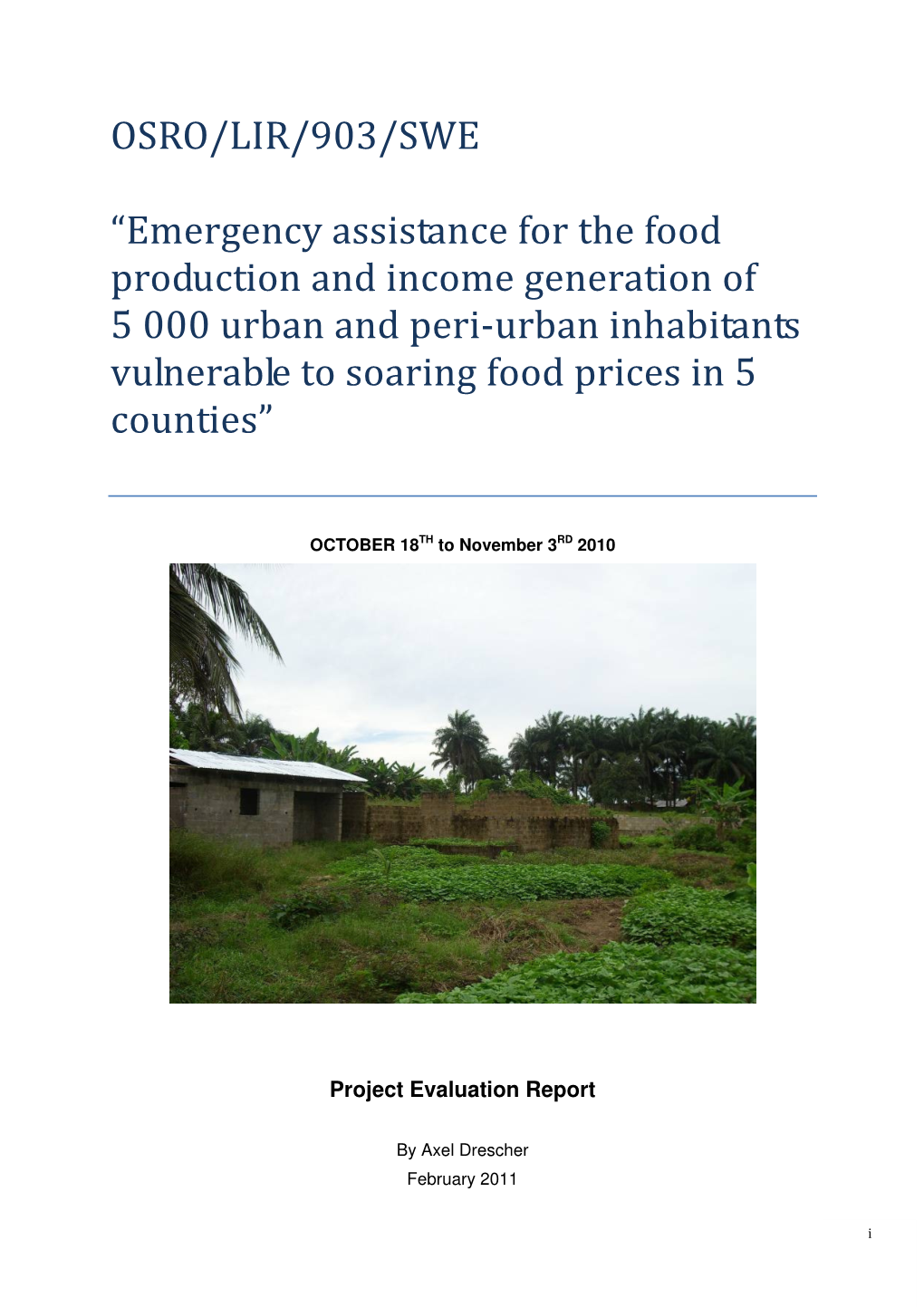 OSRO/LIR/903/SWE “Emergency Assistance for the Food Production