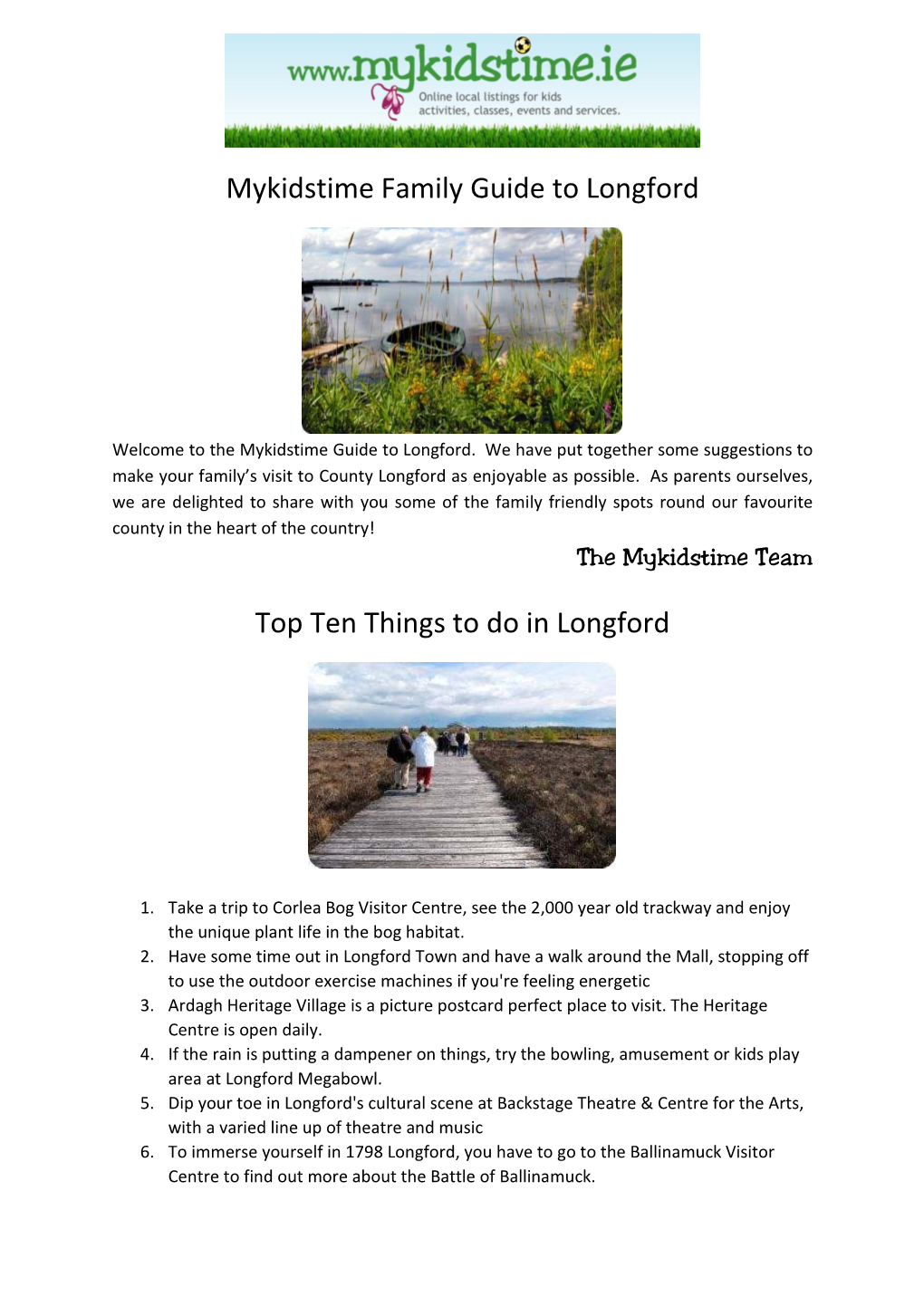 Mykidstime Family Guide to Longford Top Ten Things to Do in Longford