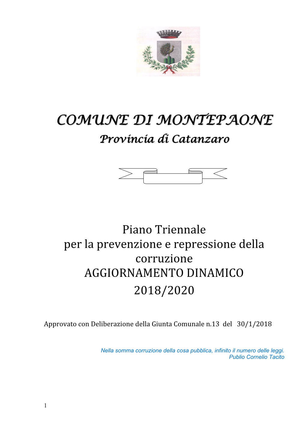 Piano Anticorruzione Aggiornamento Dinamico 2019- 2020