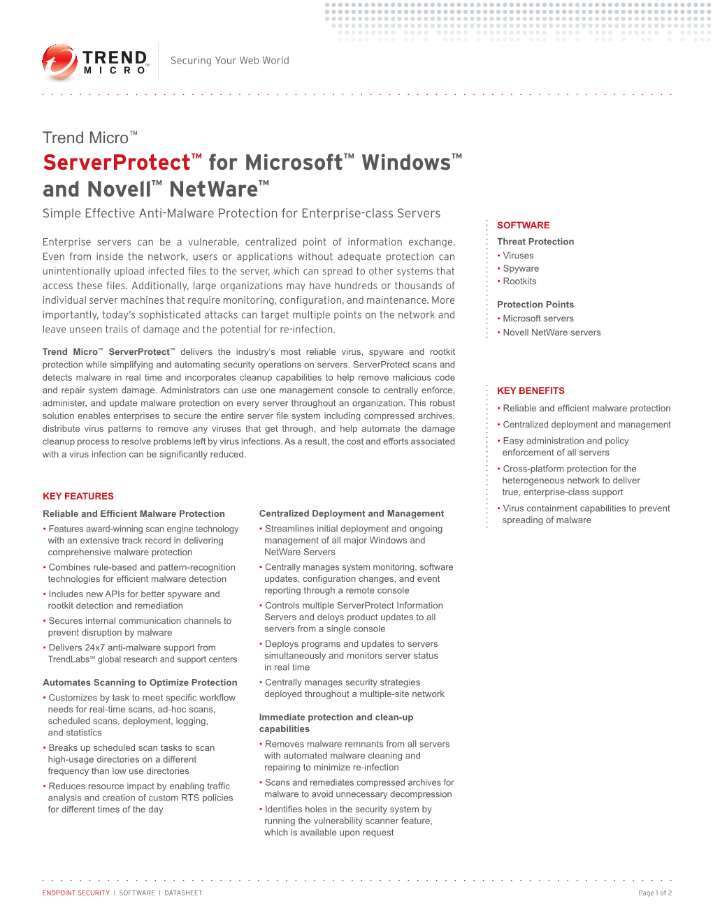 Serverprotect™ for Microsoft™ Windows™ and Novell™ Netware™