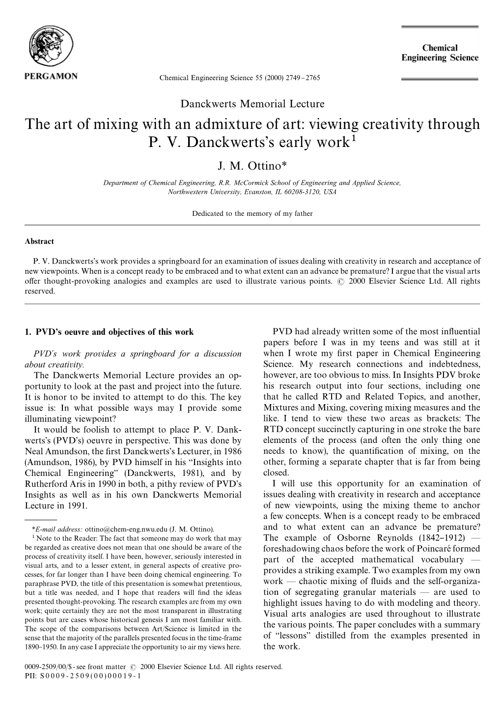 The Art of Mixing with an Admixture of Art: Viewing Creativity Through P. V. Danckwerts's Early Work J