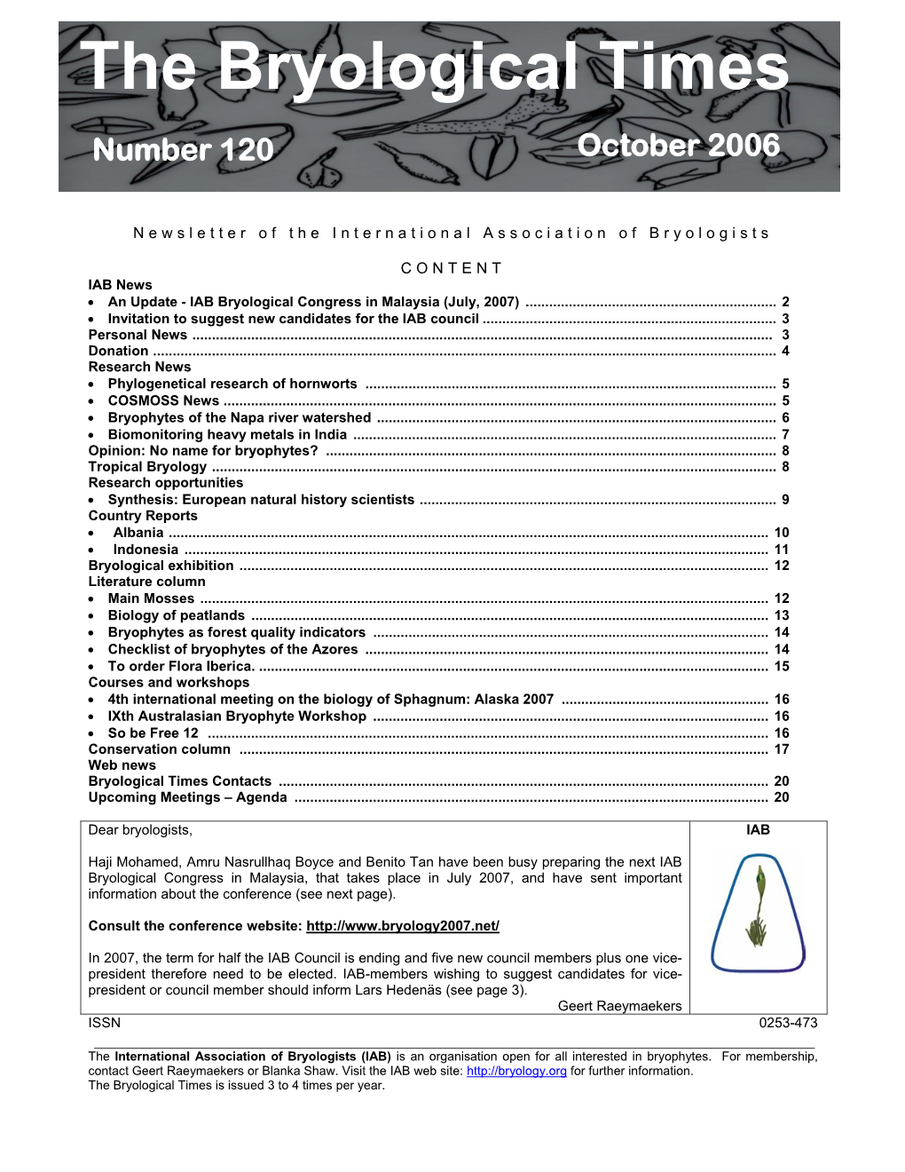The Bryological Times Number 120 October 2006