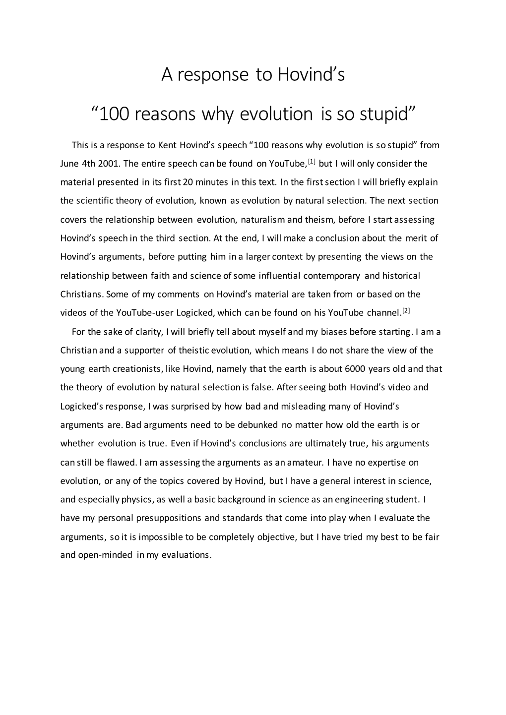 A Response to Hovind's “100 Reasons Why Evolution Is So Stupid”