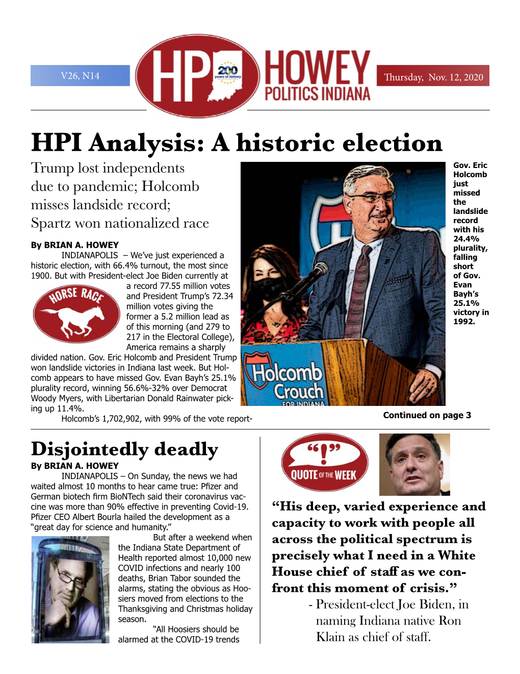 HPI Analysis: a Historic Election Gov