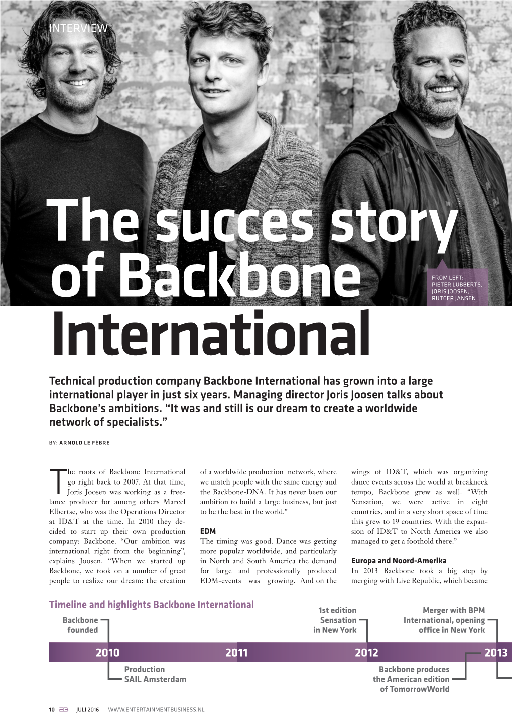 Technical Production Company Backbone International Has Grown Into a Large International Player in Just Six Years