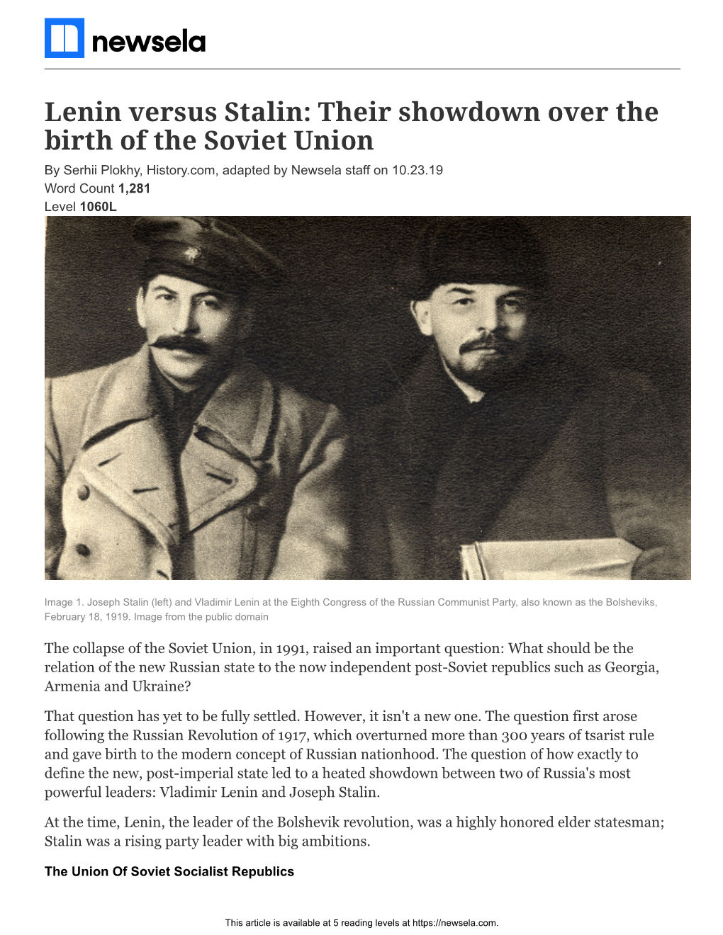 Lenin Versus Stalin: Their Showdown Over the Birth of the Soviet Union