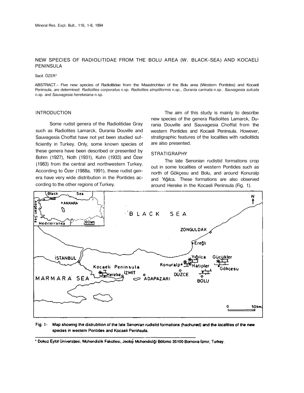 New Species of Radiolitidae from the Bolu Area (W