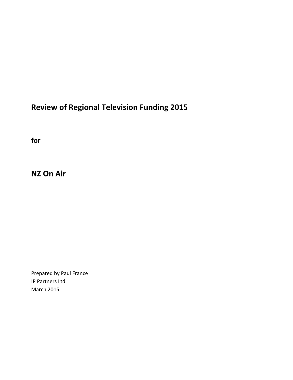 Review of Regional Television Funding 2015 NZ On