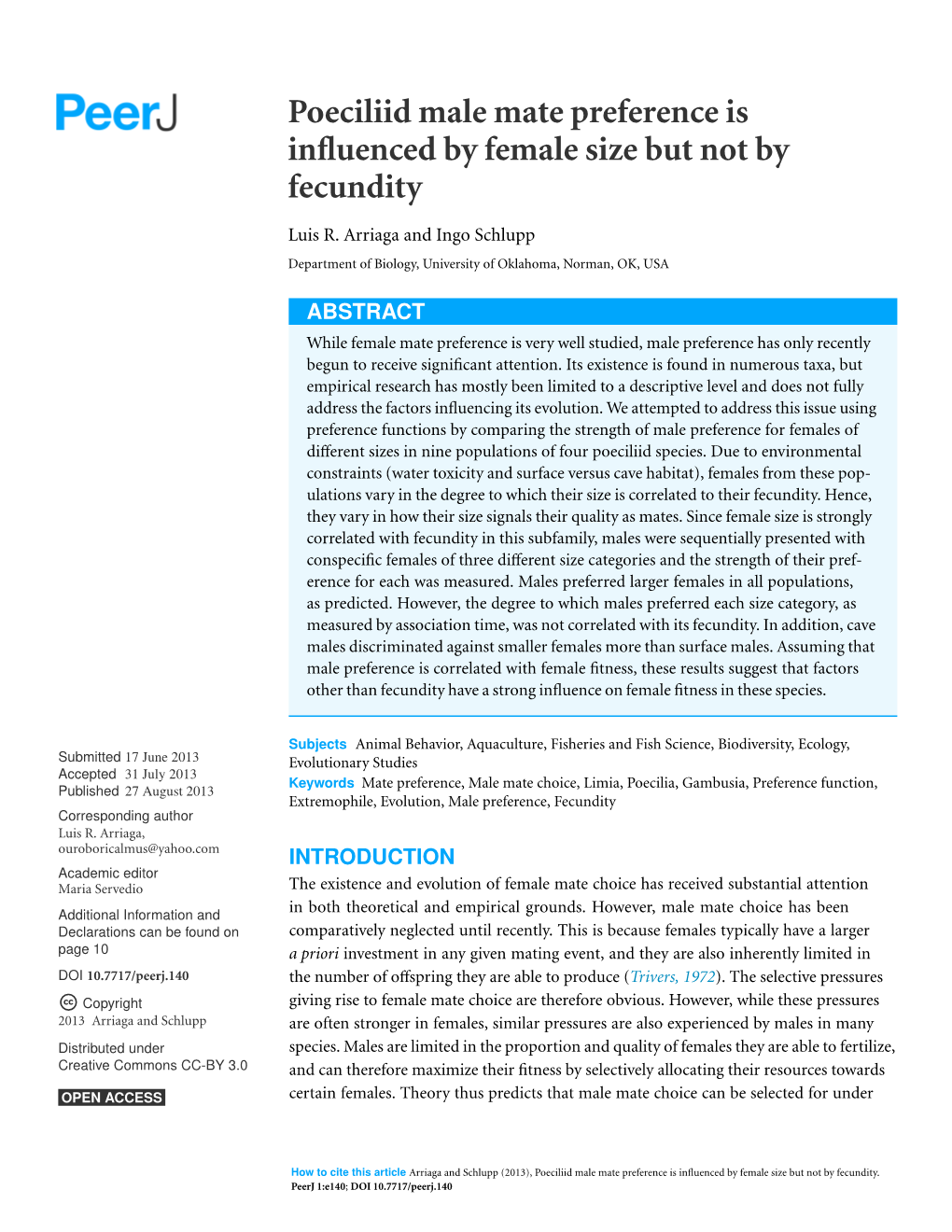 Poeciliid Male Mate Preference Is Influenced by Female Size but Not By