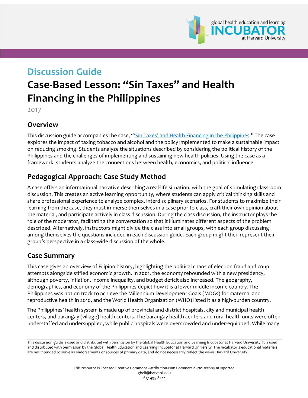 Case-Based Lesson: “Sin Taxes” and Health Financing in the Philippines 2017