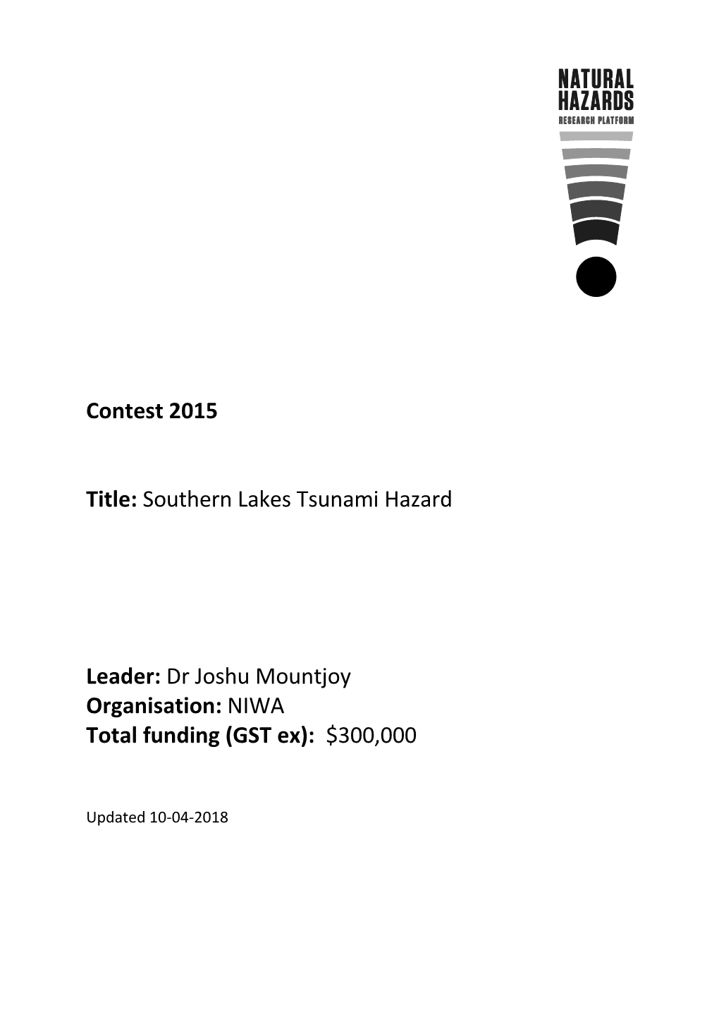 Item 5.7 Lake Tekapo Tsunami Hazard Research